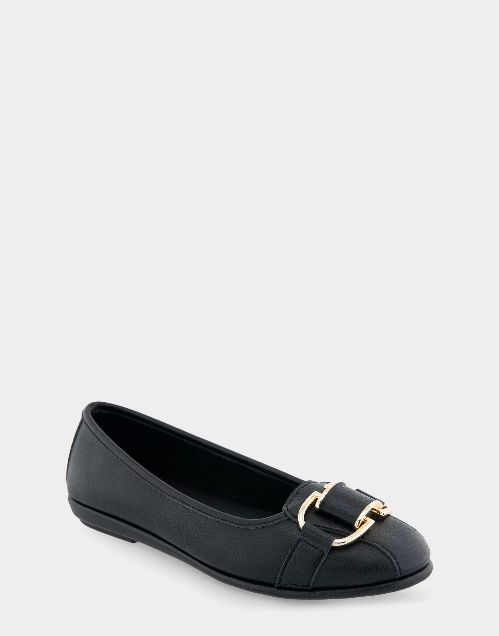 Aerosoles Wide Width Flats*Comfortable Women's Ornamented Flat in Black Faux Leather