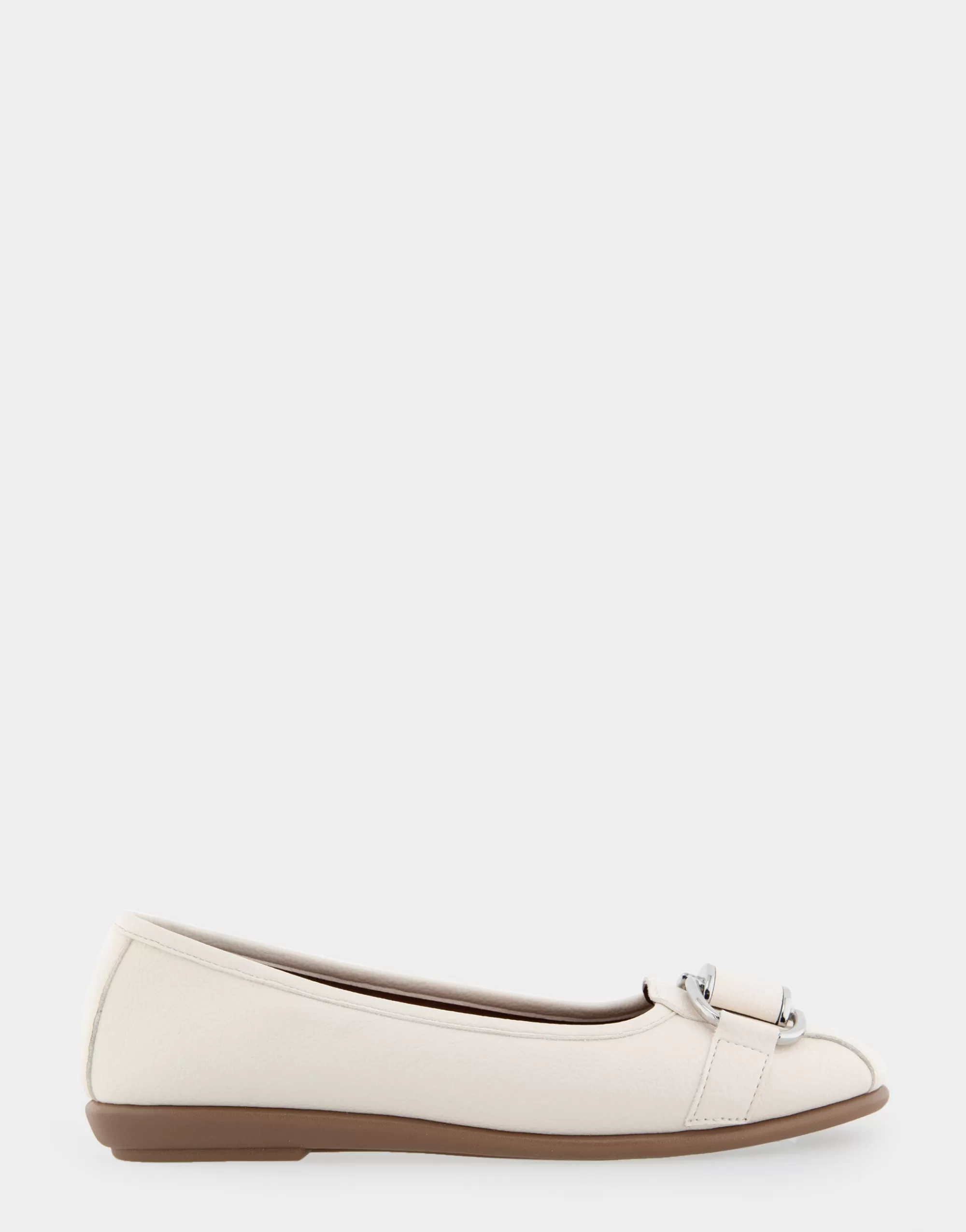 Aerosoles Wide Width Flats*Comfortable Women's Ornamented Flat in Eggnog Faux Leather