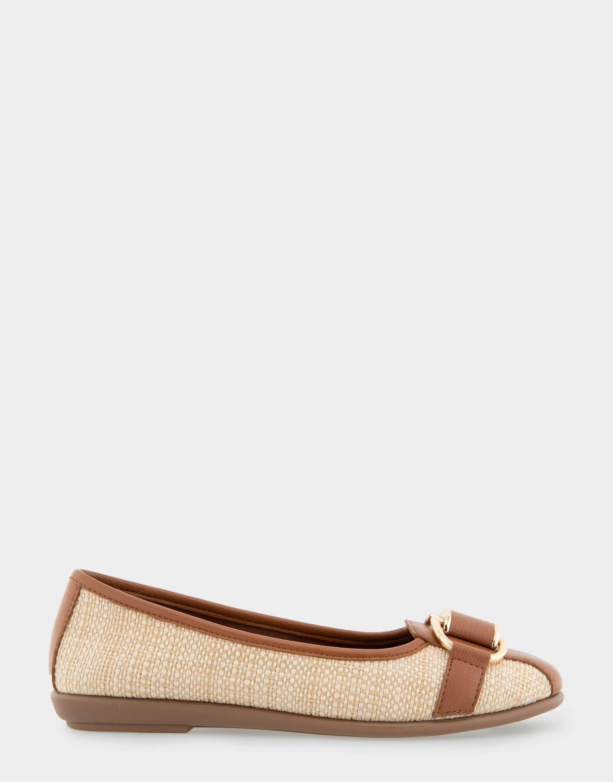Aerosoles Wide Width Flats*Comfortable Women's Ornamented Flat in Natural Raffia Combo Raffia Fabric