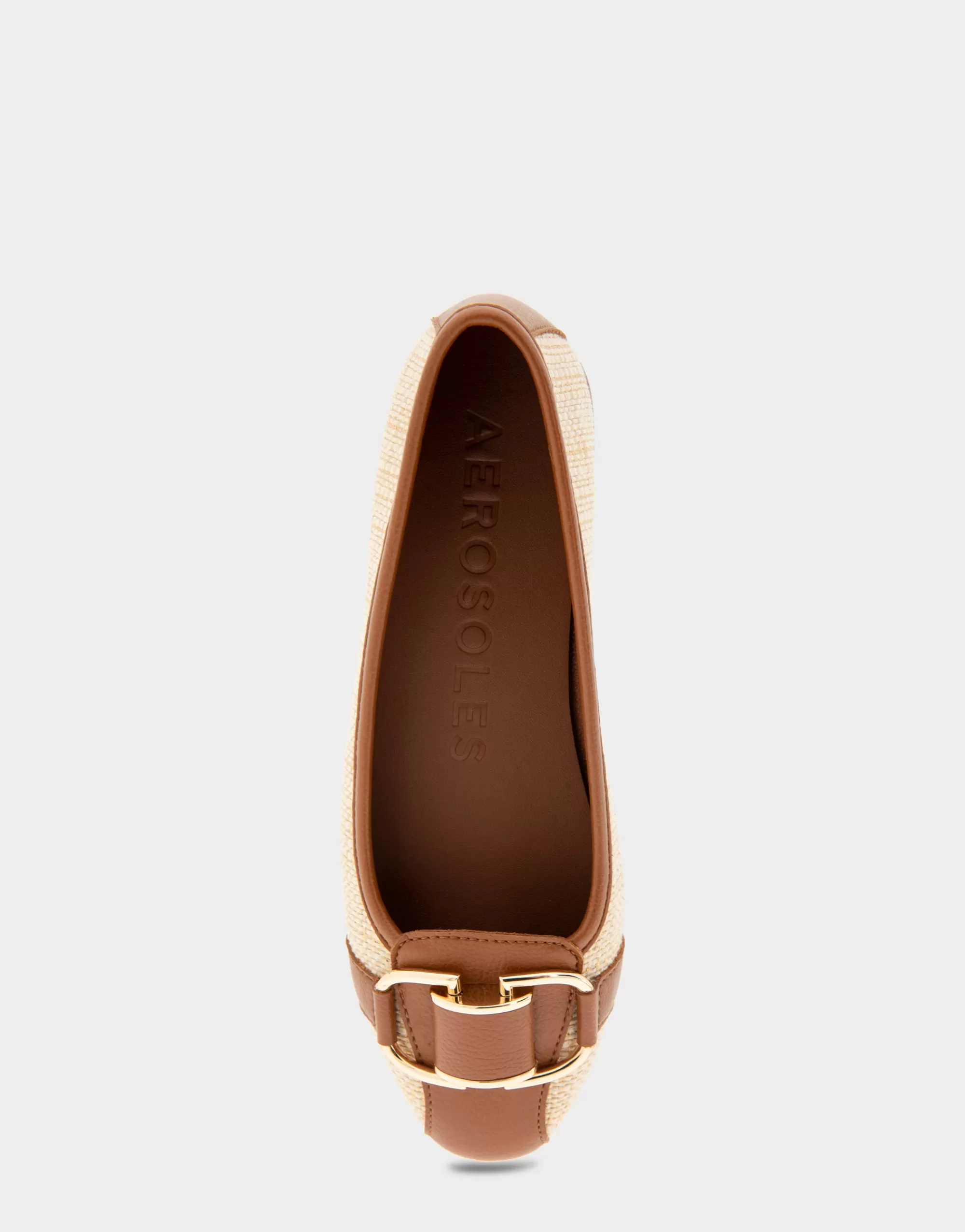Aerosoles Wide Width Flats*Comfortable Women's Ornamented Flat in Natural Raffia Combo Raffia Fabric