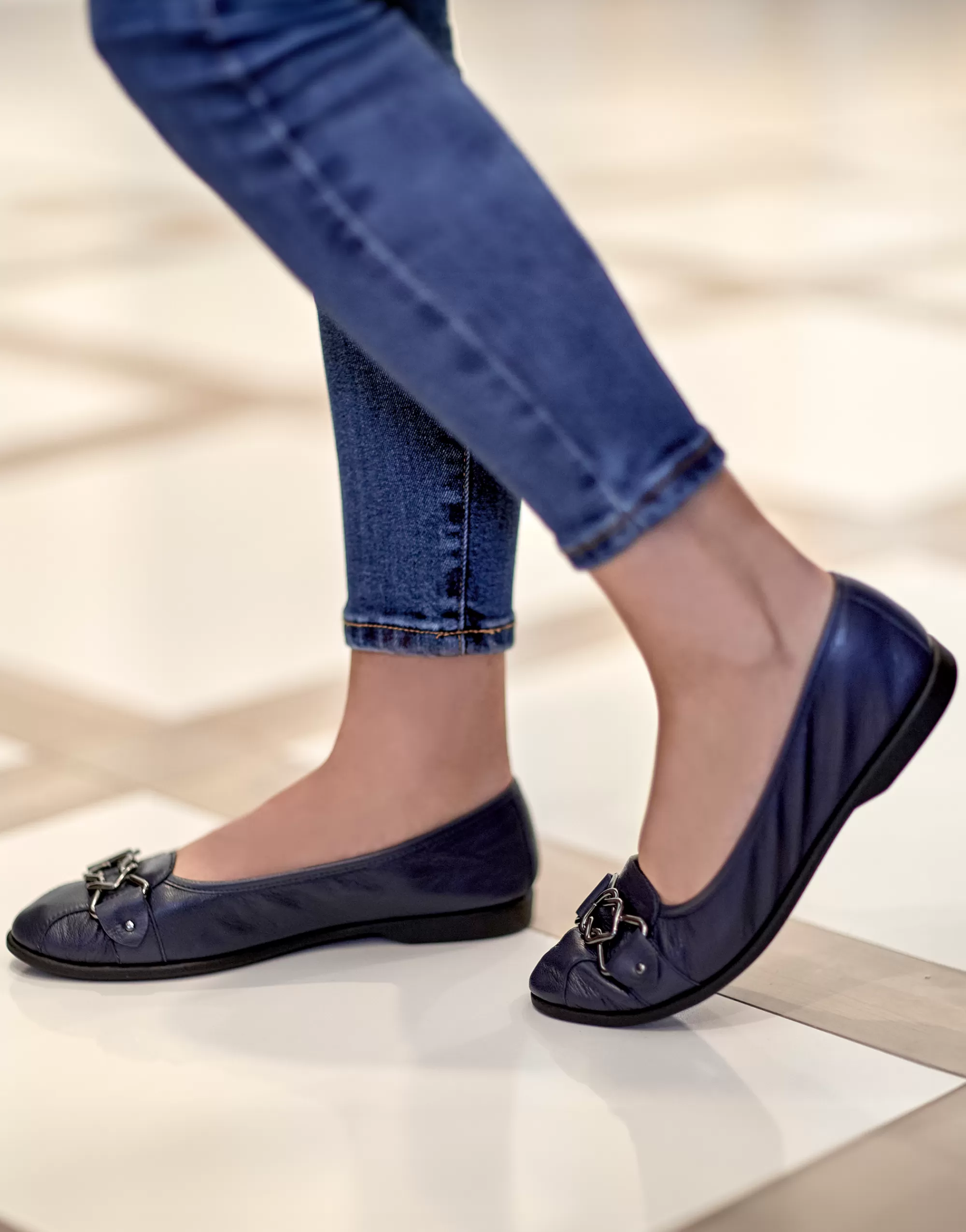 Aerosoles Clogs & Mules | Dress*Comfortable Women's Ornamented Flat in Navy Genuine Leather