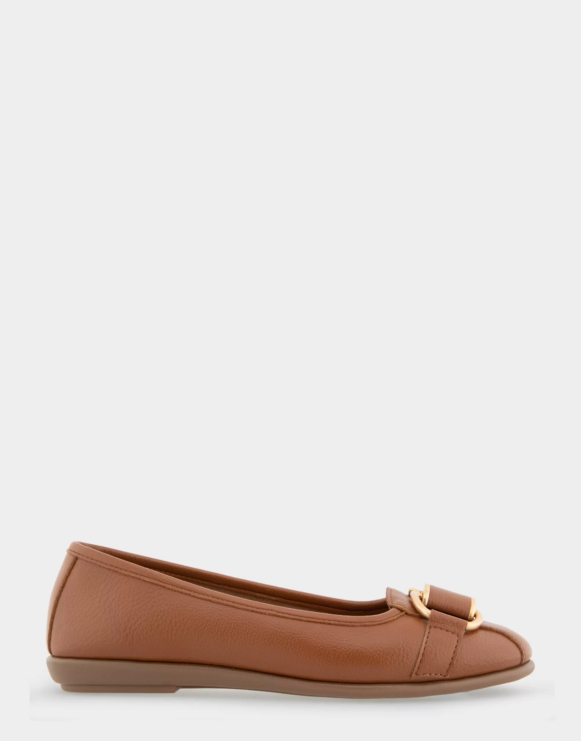 Aerosoles Wide Width Flats*Comfortable Women's Ornamented Flat in Tan Faux Leather