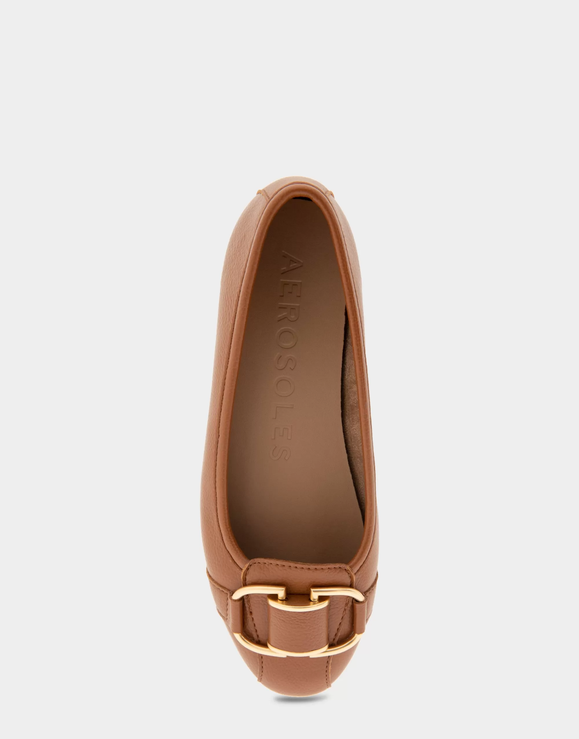 Aerosoles Wide Width Flats*Comfortable Women's Ornamented Flat in Tan Faux Leather