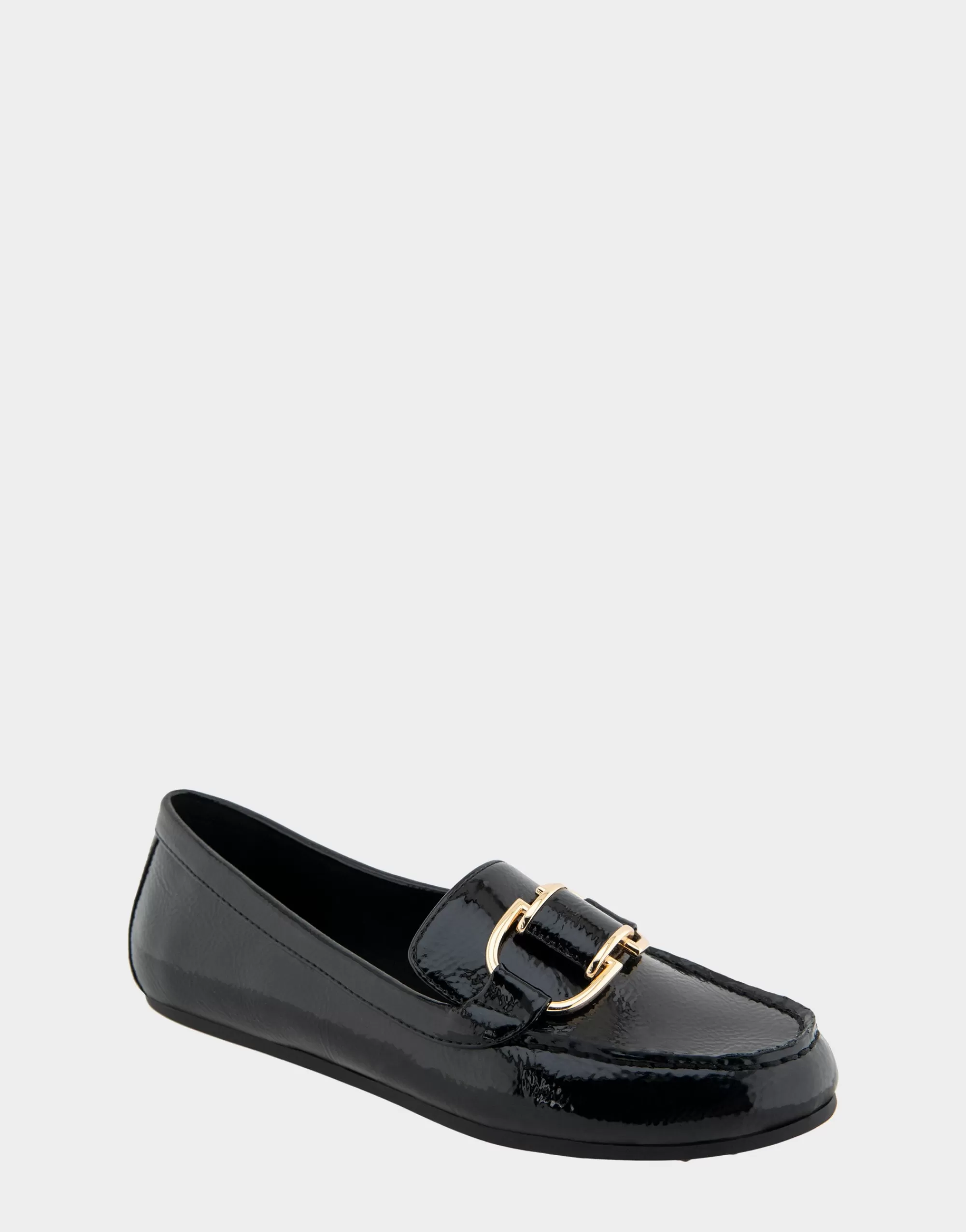 Aerosoles Wide Width Flats | Loafers*Comfortable Women's Ornamented Loafer in Black Crinkled Patent Faux Leather Patent Faux Leather