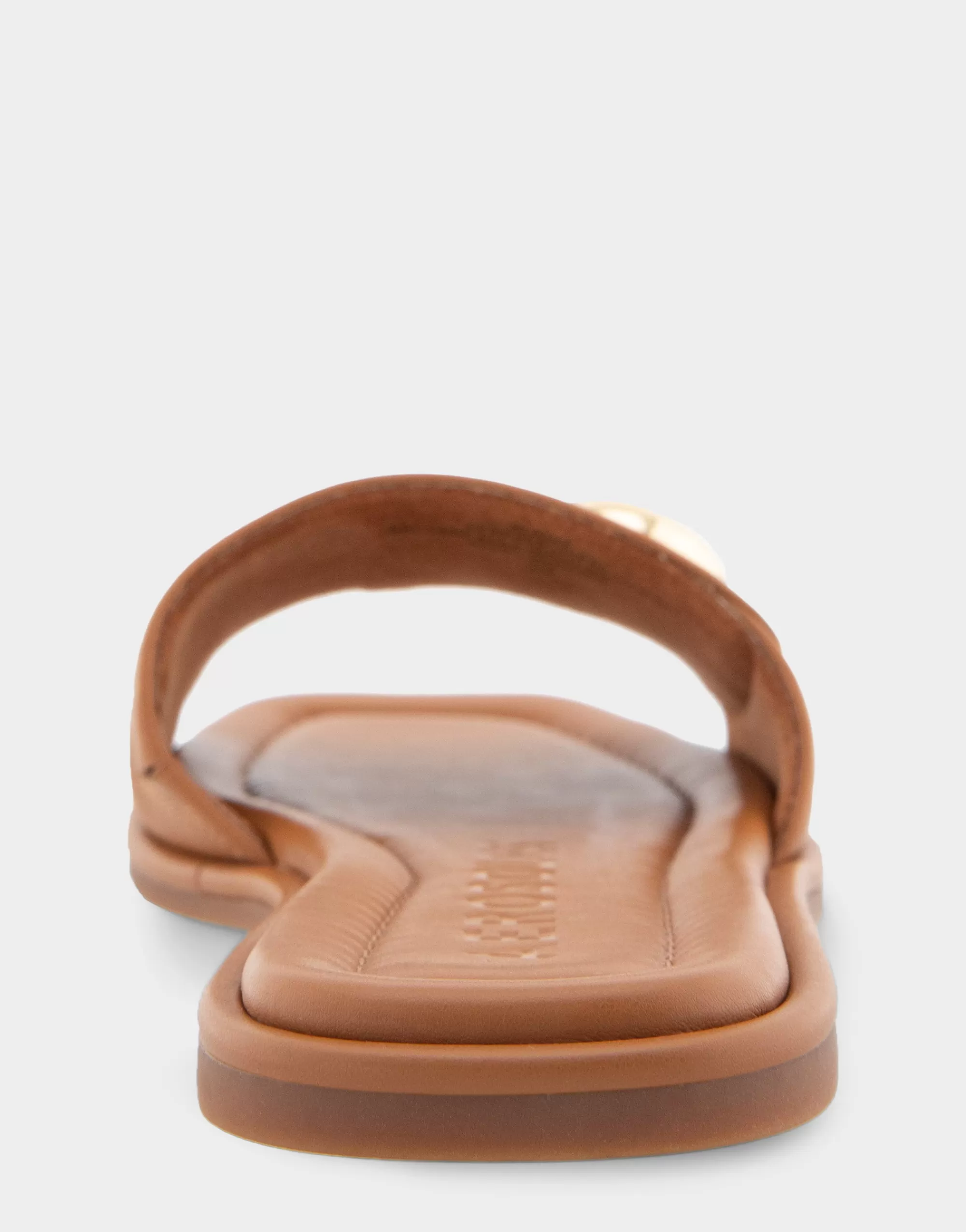 Aerosoles Slides | Flats*Comfortable Women's Ornamented Single Band Slide Sandal in Tan Leather