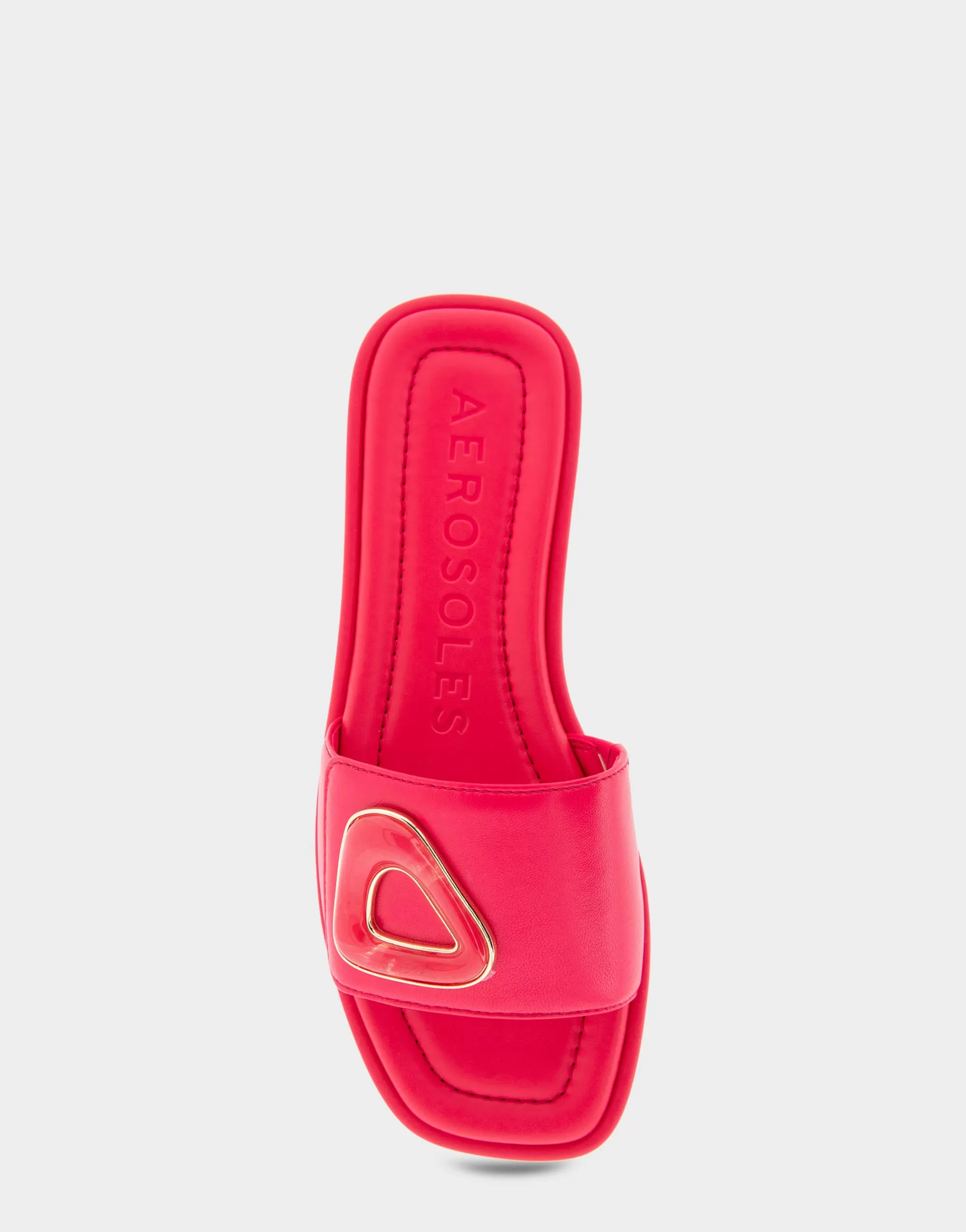 Aerosoles Slides | Flats*Comfortable Women's Ornamented Single Band Slide Sandal in Virtual Pink Leather