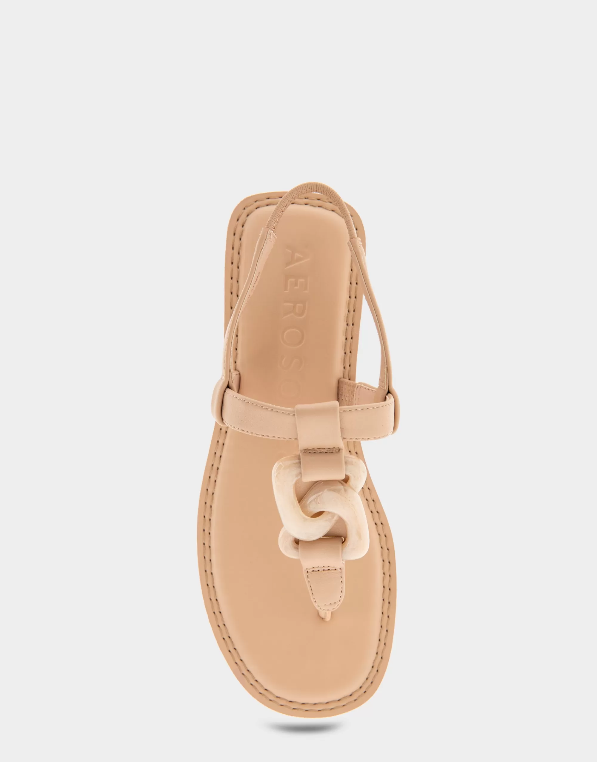 Aerosoles Slides | Flats*Comfortable Women's Ornamented Slingback Strap Thong Sandal in Cipria Faux Leather