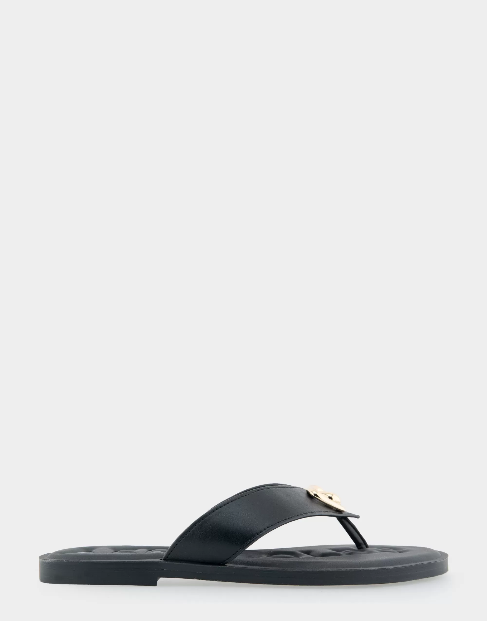 Aerosoles Flats*Comfortable Women's Ornamented Thong Sandal in Black Faux Leather