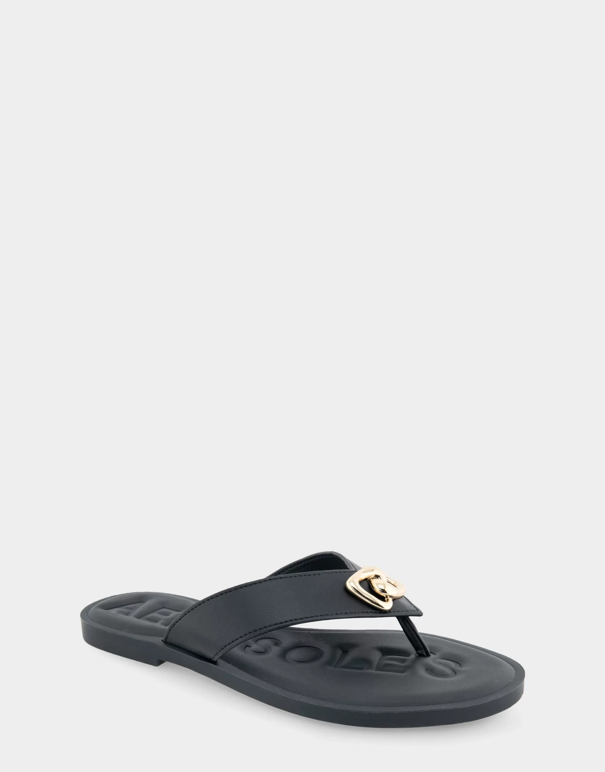 Aerosoles Flats*Comfortable Women's Ornamented Thong Sandal in Black Faux Leather
