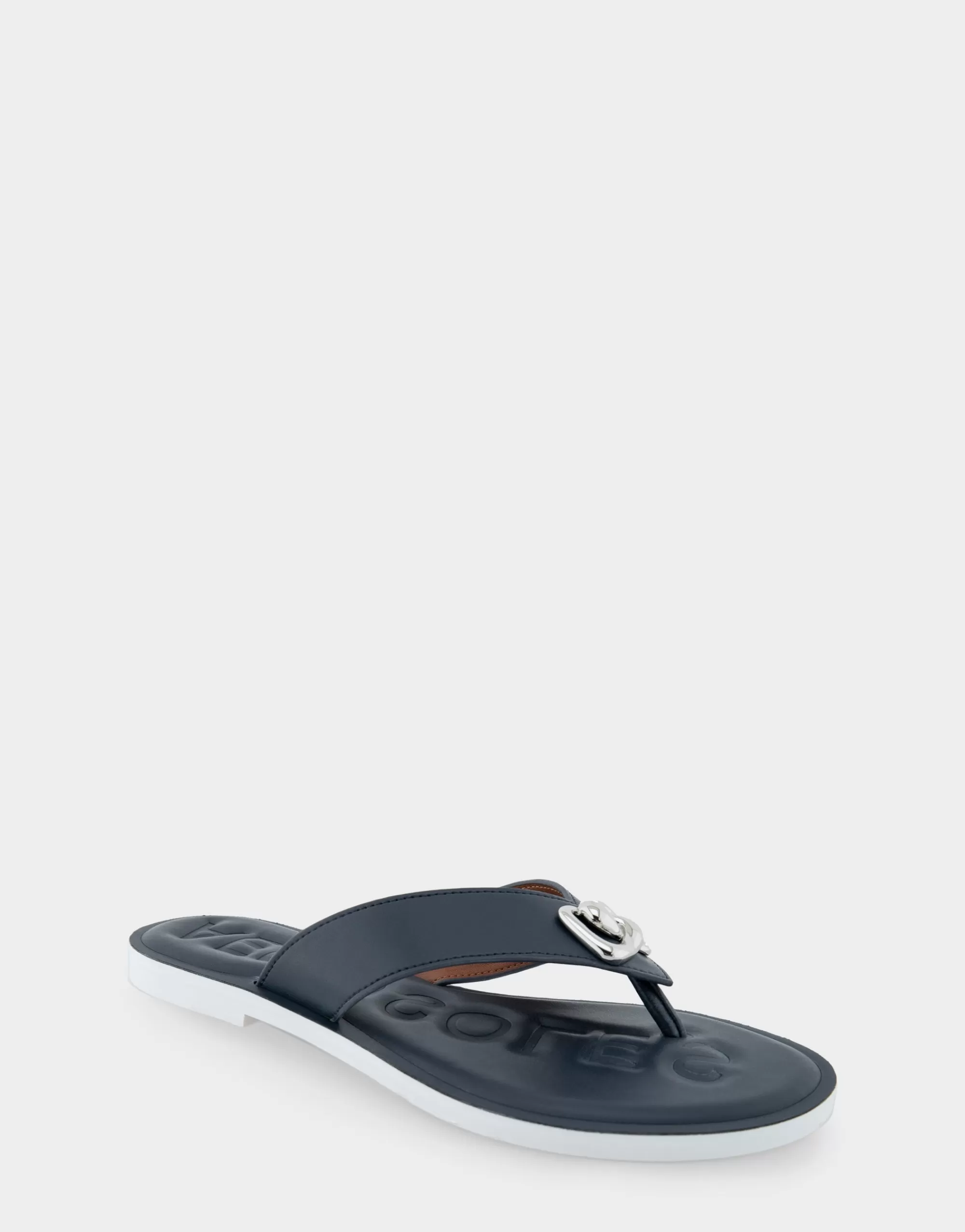 Aerosoles Flats*Comfortable Women's Ornamented Thong Sandal in Navy Faux Leather