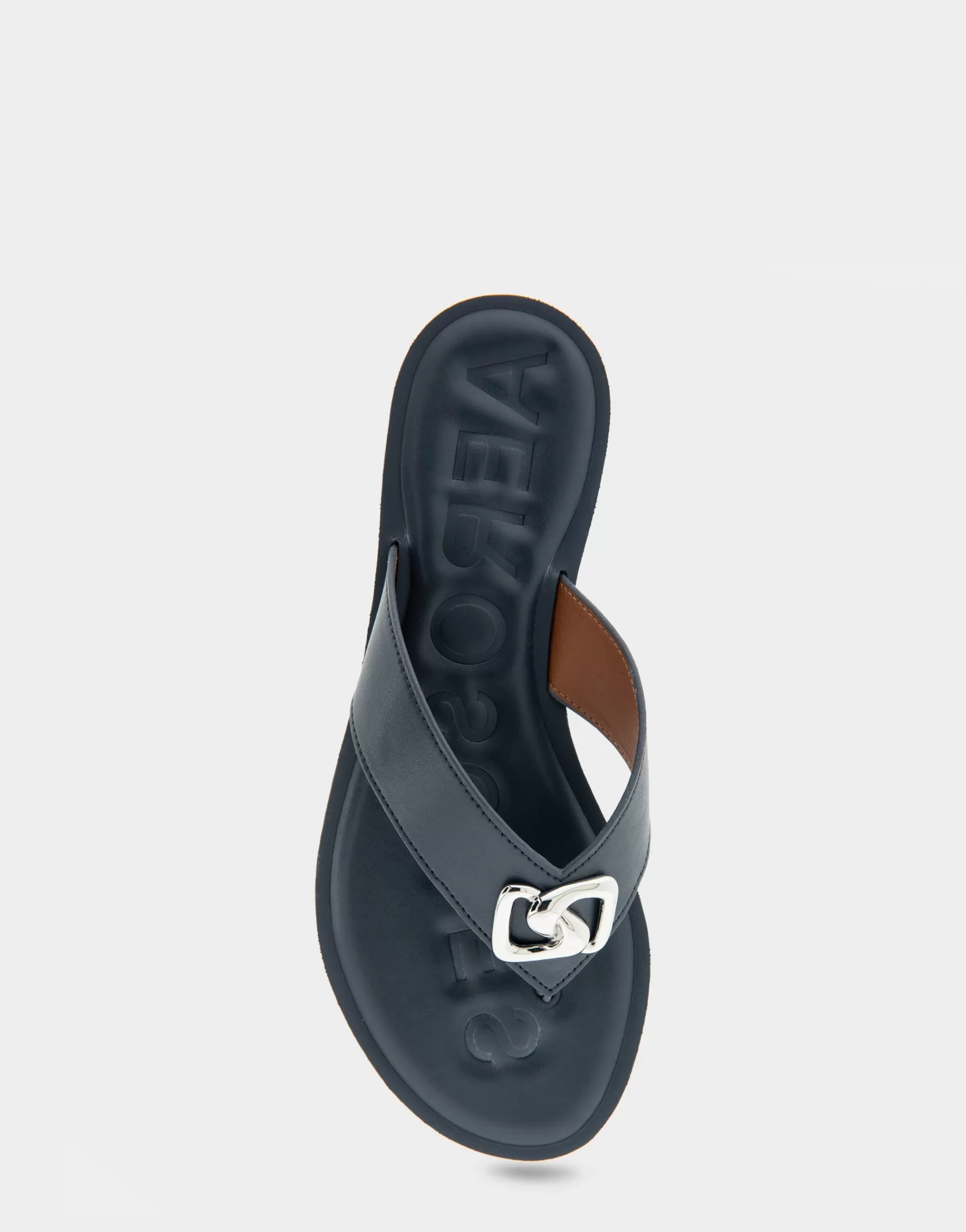 Aerosoles Flats*Comfortable Women's Ornamented Thong Sandal in Navy Faux Leather