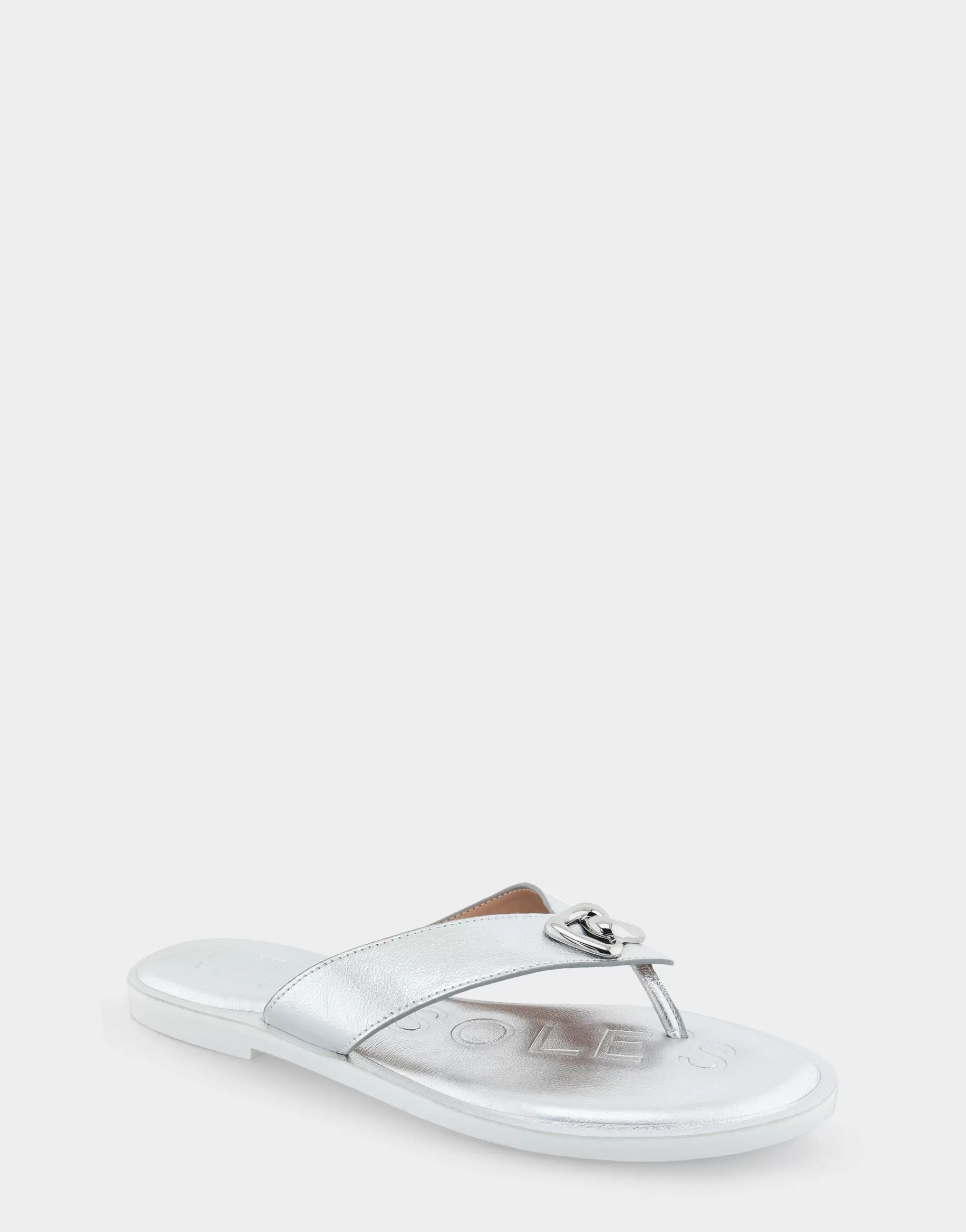 Aerosoles Flats*Comfortable Women's Ornamented Thong Sandal in Silver Faux Leather