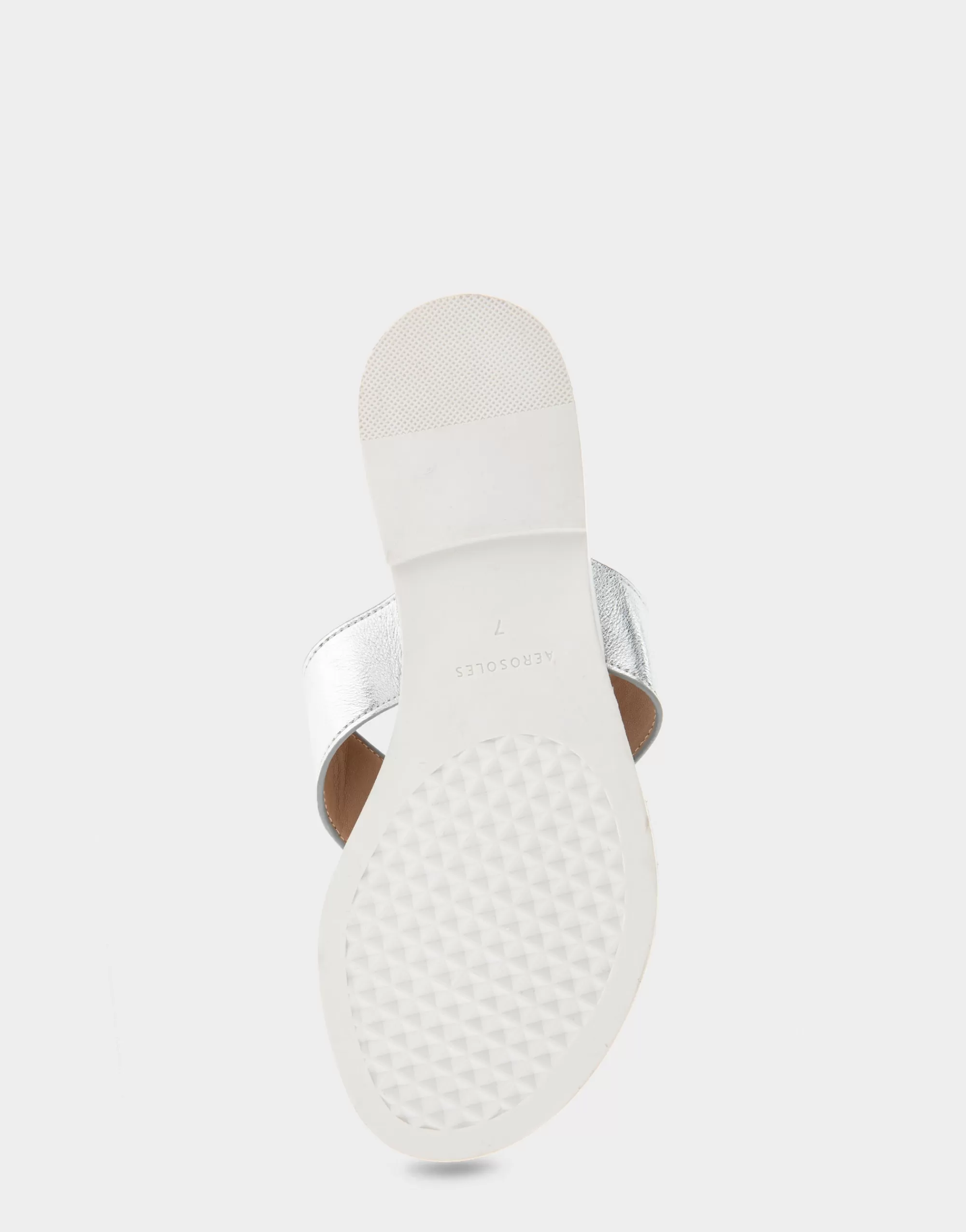 Aerosoles Flats*Comfortable Women's Ornamented Thong Sandal in Silver Faux Leather