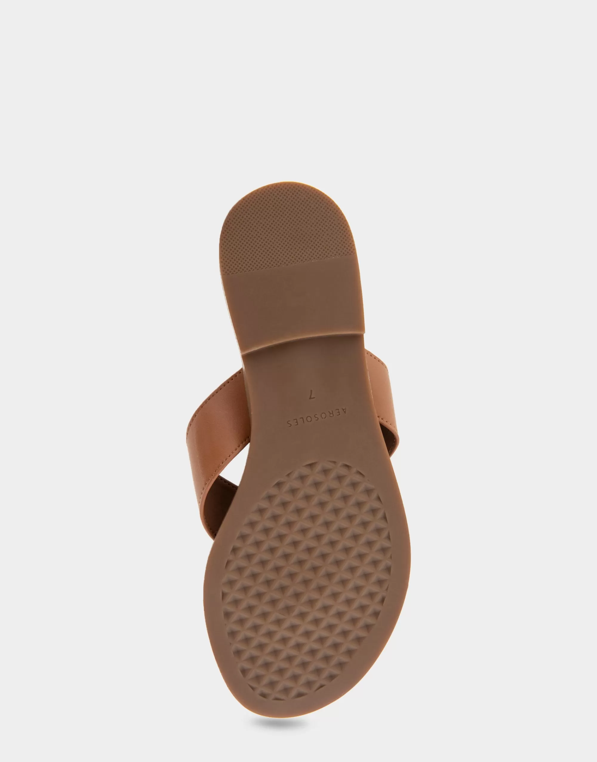 Aerosoles Flats*Comfortable Women's Ornamented Thong Sandal in Tan Faux Leather