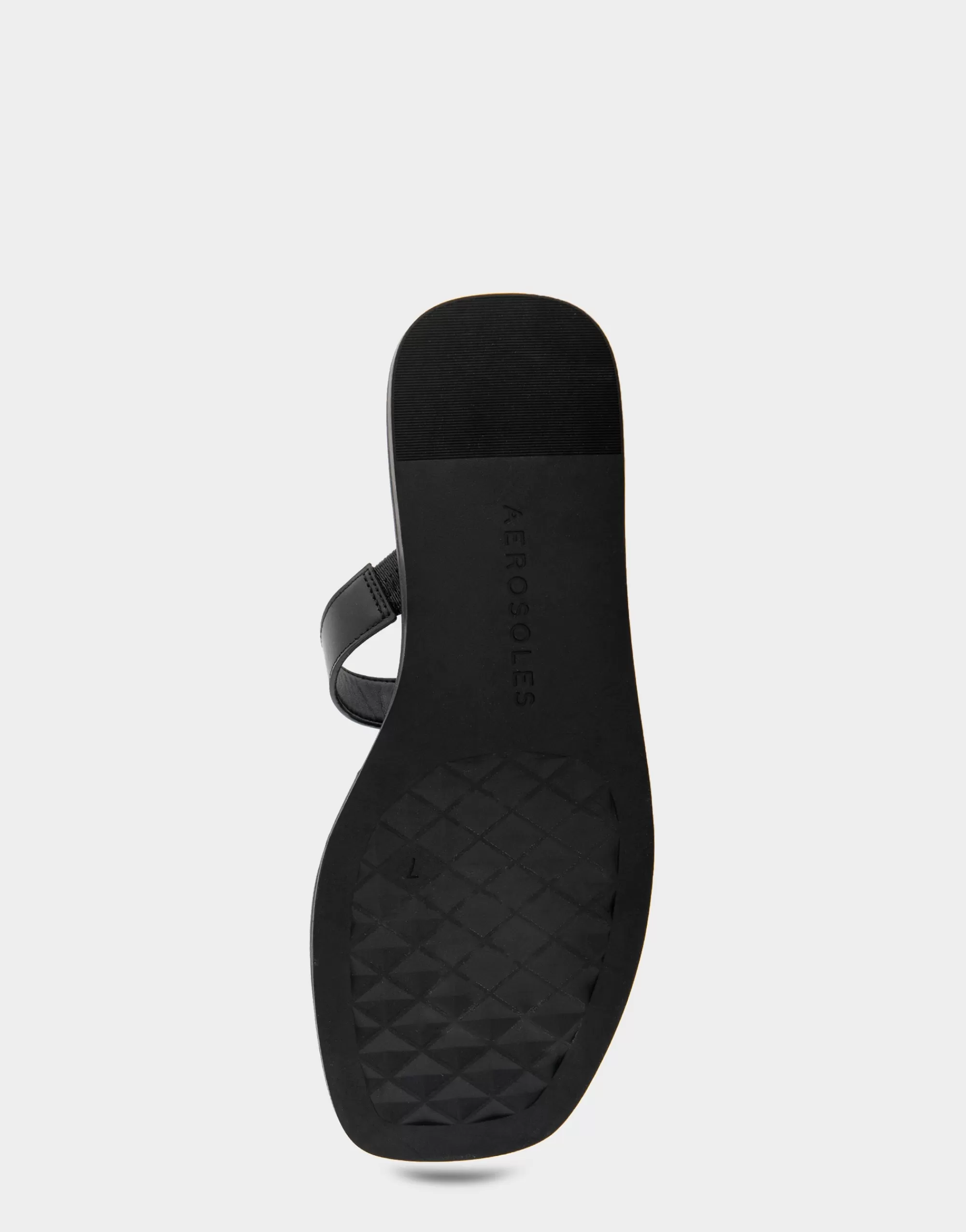 Aerosoles Flats*Comfortable Women's Ornamented T-strap Slide Sandal in Black Leather