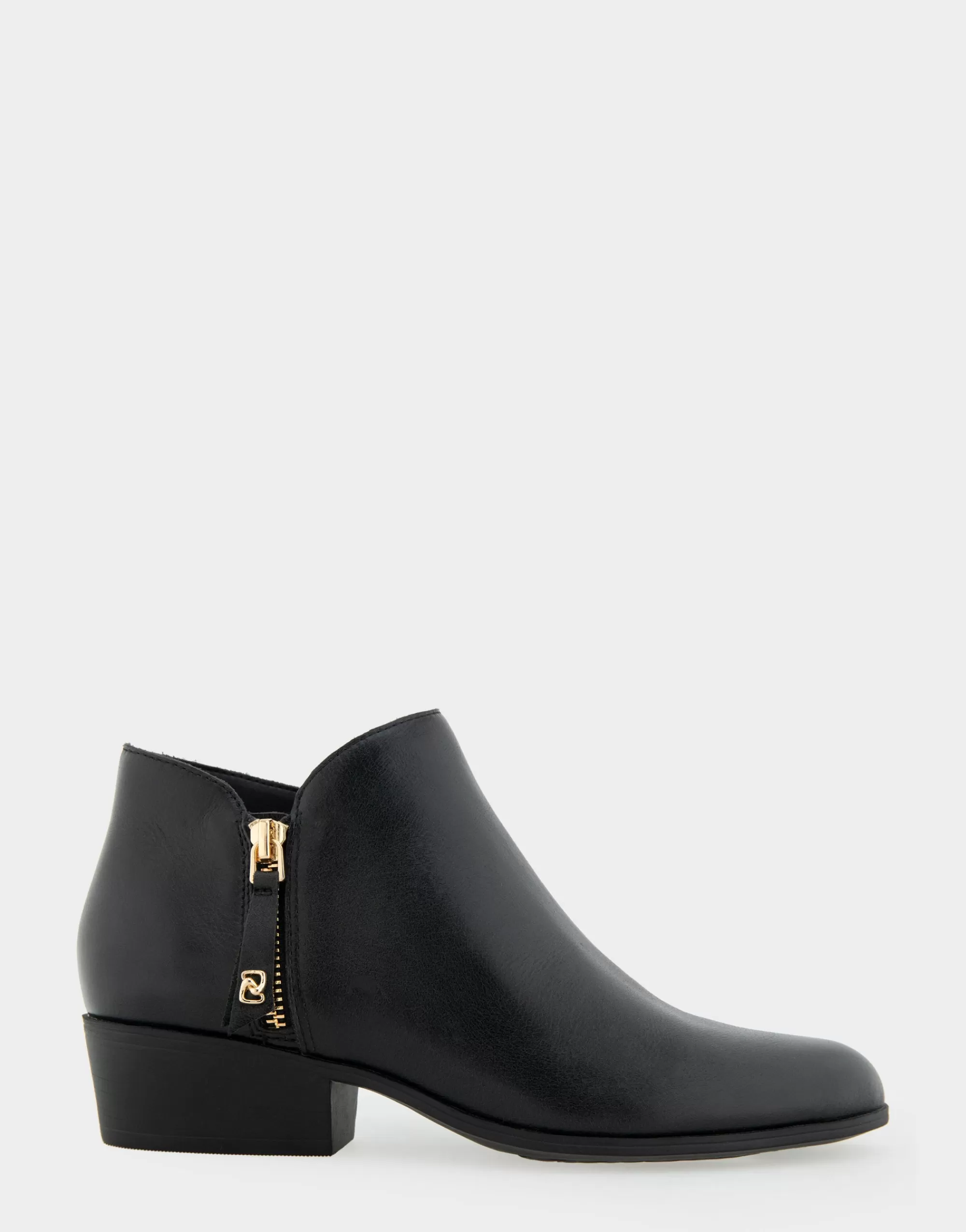 Aerosoles Ankle Boots*Comfortable Women's Ornamented Zipper Low Bootie in Black Burnished Leather Leather