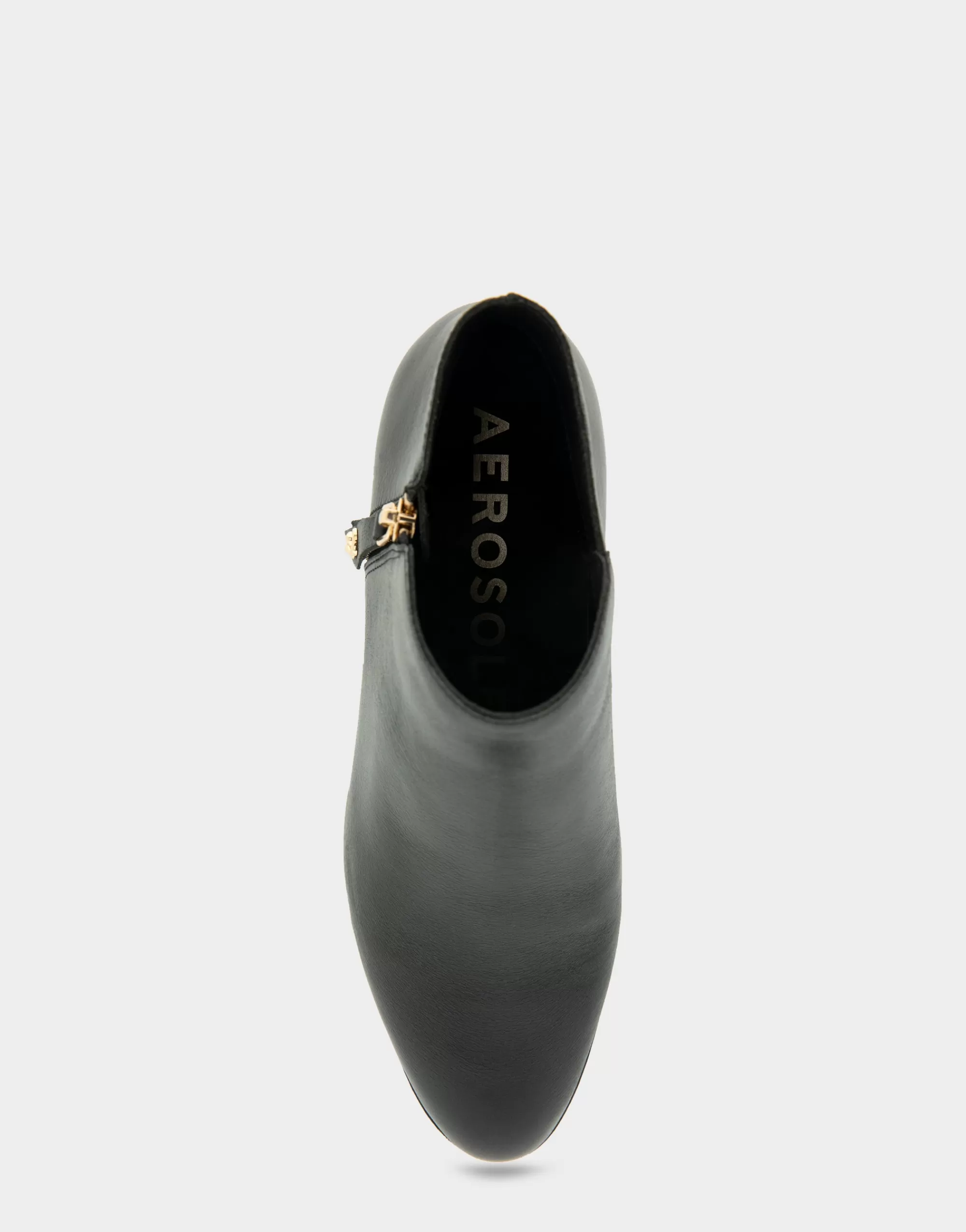Aerosoles Ankle Boots*Comfortable Women's Ornamented Zipper Low Bootie in Black Burnished Leather Leather