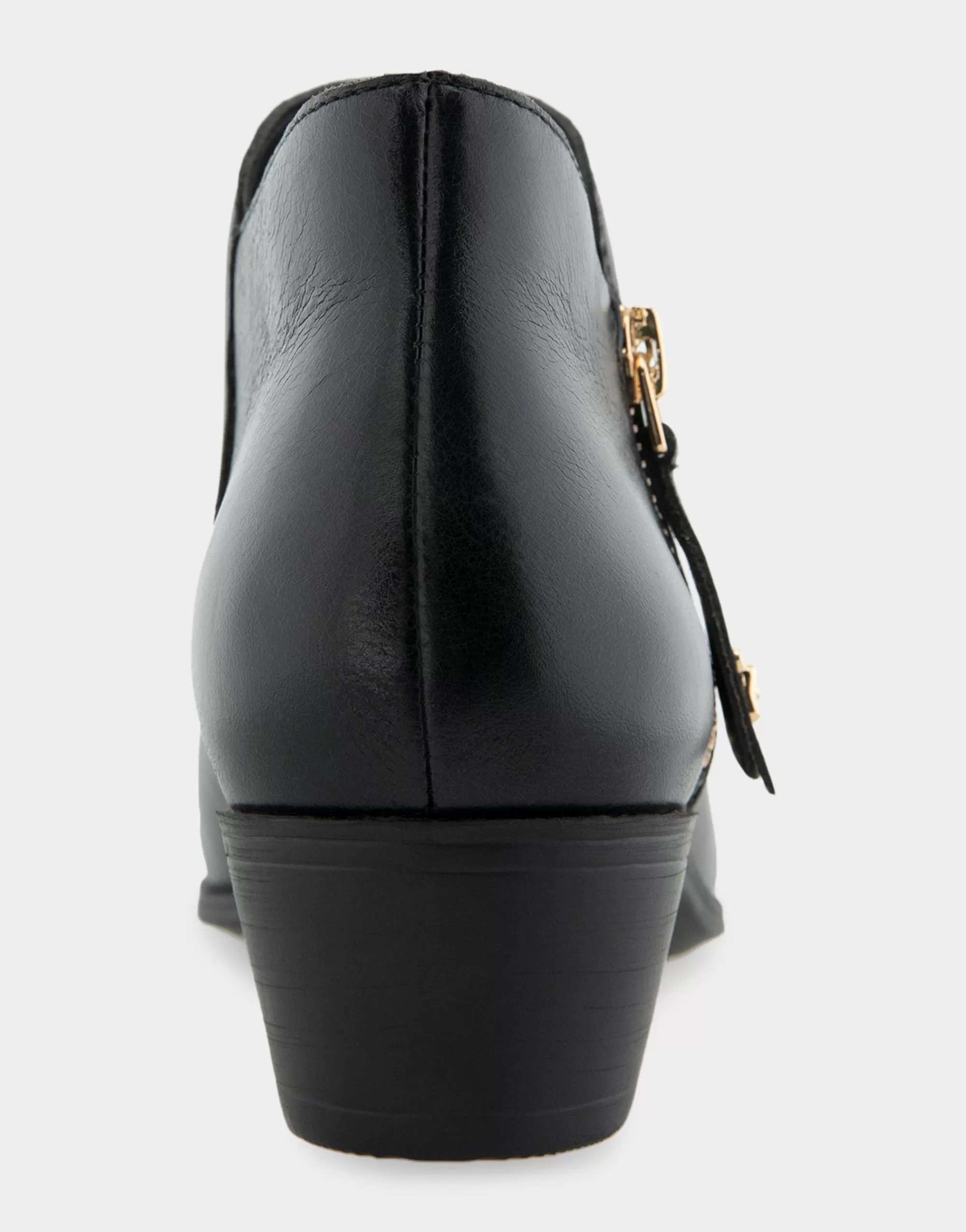 Aerosoles Ankle Boots*Comfortable Women's Ornamented Zipper Low Bootie in Black Burnished Leather Leather