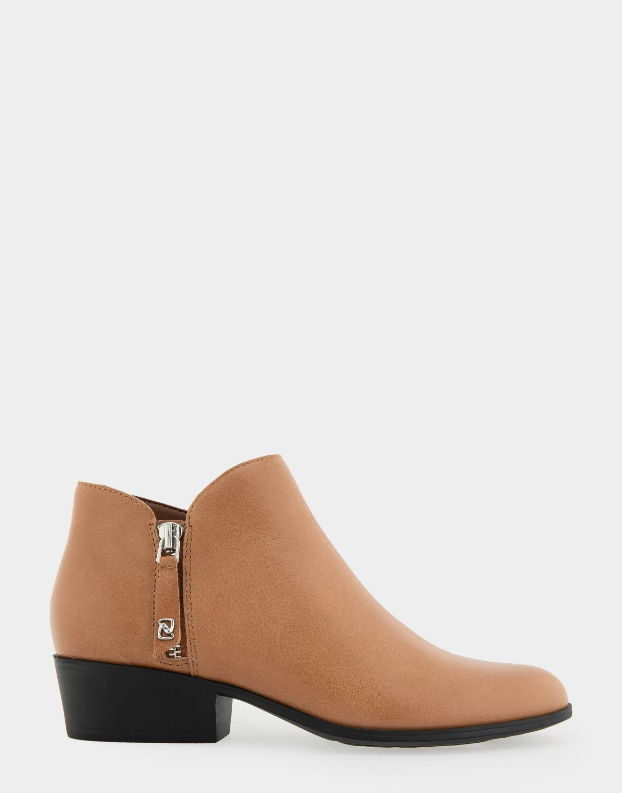 Aerosoles Ankle Boots*Comfortable Women's Ornamented Zipper Low Bootie in Camel Burnished Leather Leather