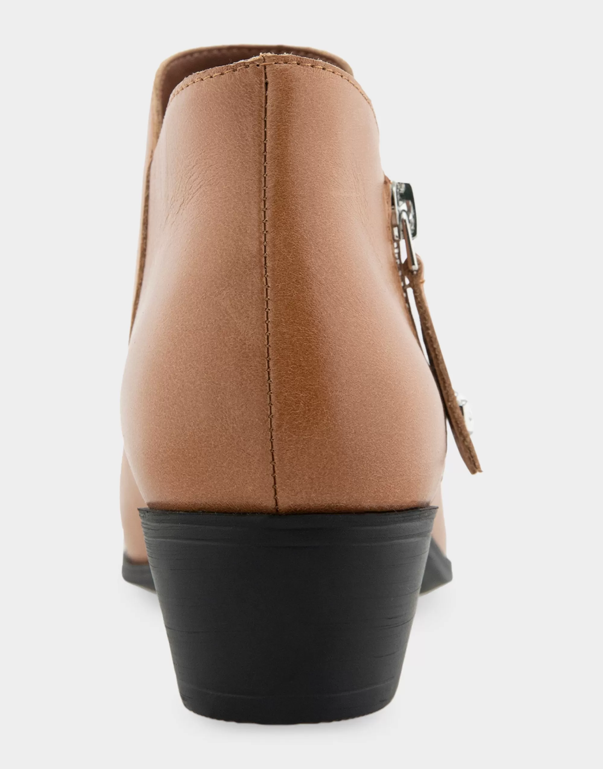 Aerosoles Ankle Boots*Comfortable Women's Ornamented Zipper Low Bootie in Camel Burnished Leather Leather