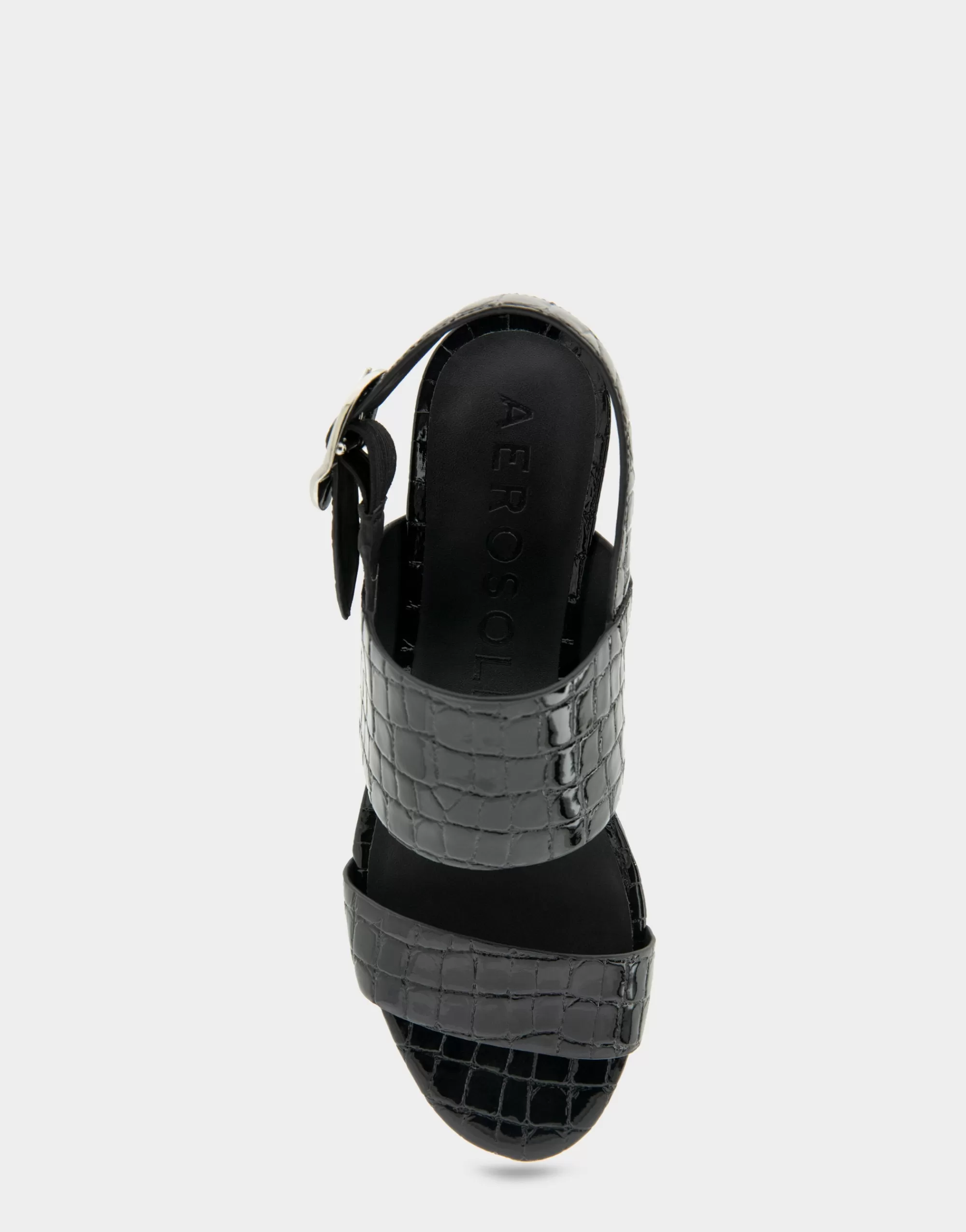 Aerosoles Platforms | Platforms*Comfortable Women's Platform Sandal in Black Jelly Croco Black Croco Faux Leather