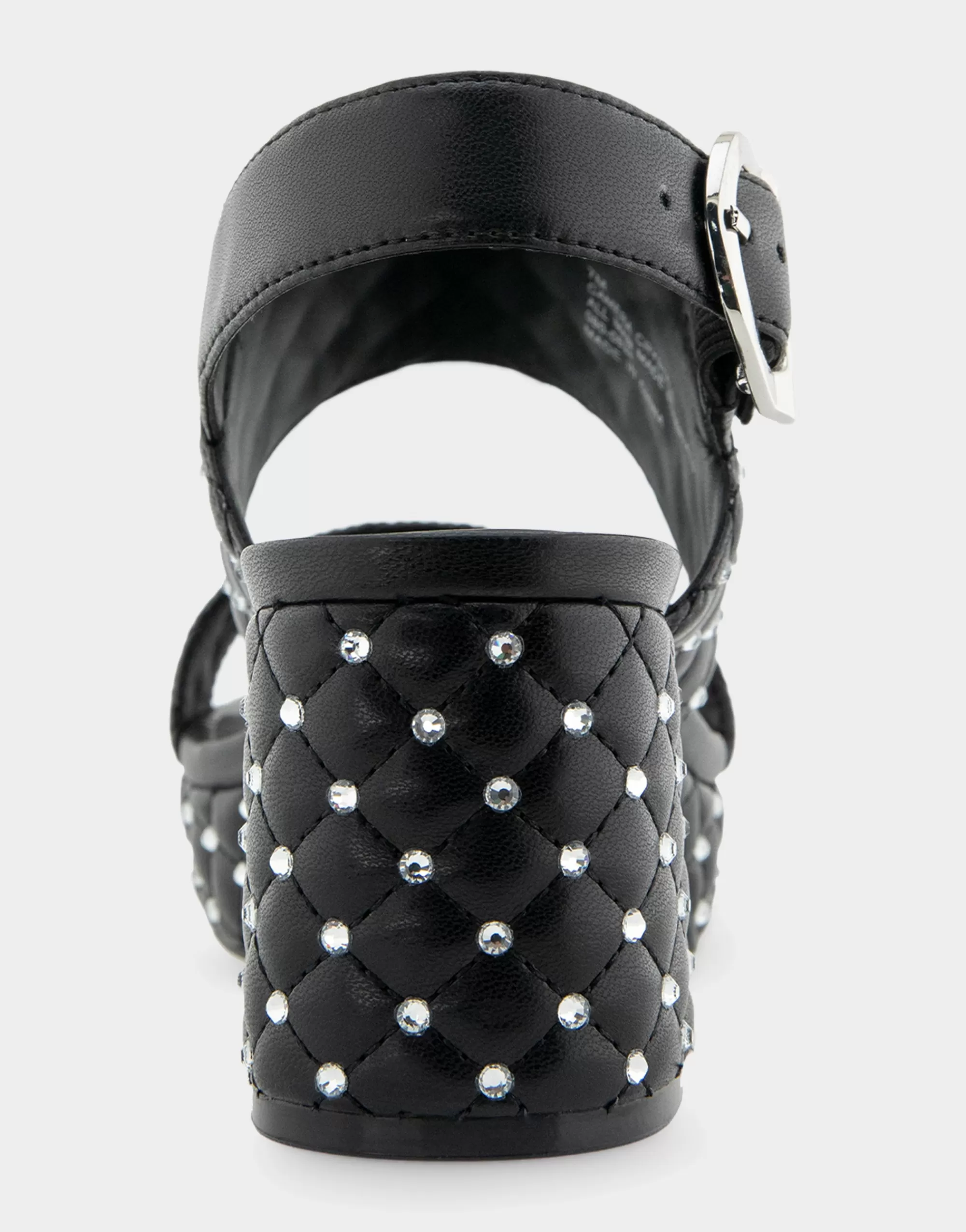 Aerosoles Platforms | Platforms*Comfortable Women's Platform Sandal in Black Quilted Faux Leather With Crystals