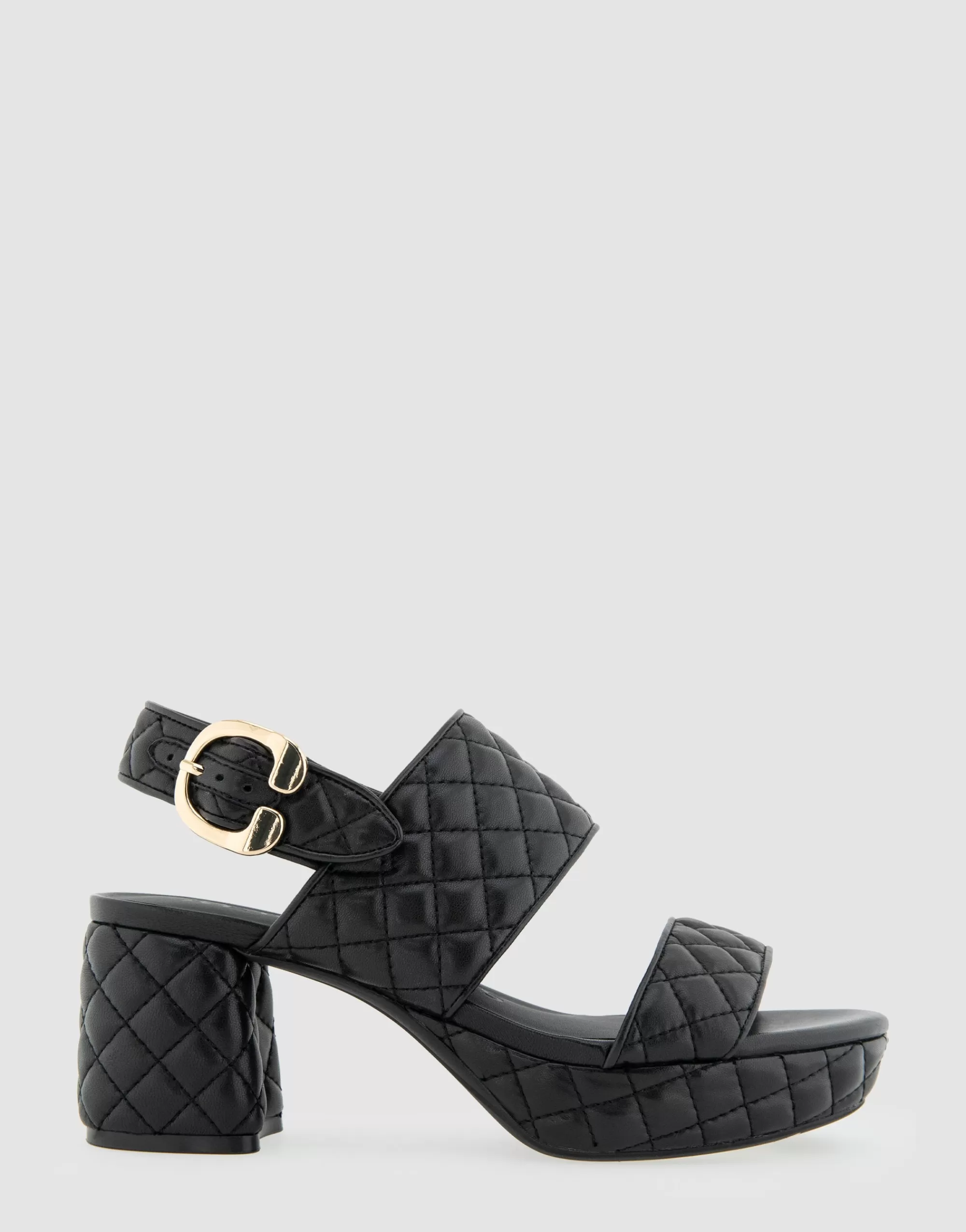 Aerosoles Platforms | Platforms*Comfortable Women's Platform Sandal in Black Quilted Leather Leather