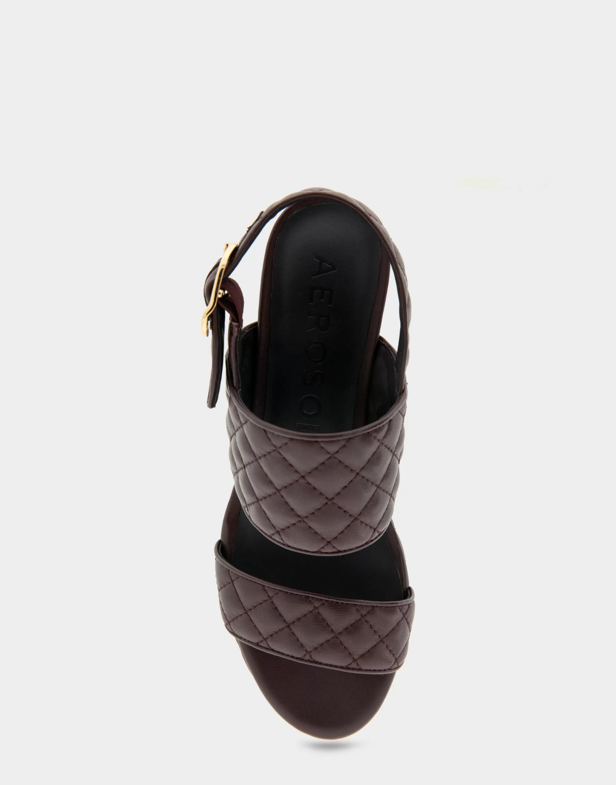 Aerosoles Platforms | Platforms*Comfortable Women's Platform Sandal in Deep Aubergine Quilted Leather Leather