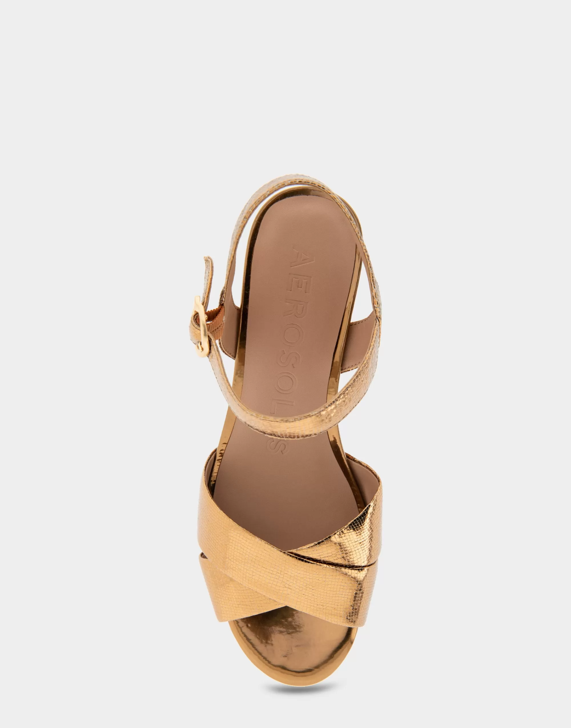 Aerosoles Platforms*Comfortable Women's Platform Sandal in Light Bronze Genuine Leather