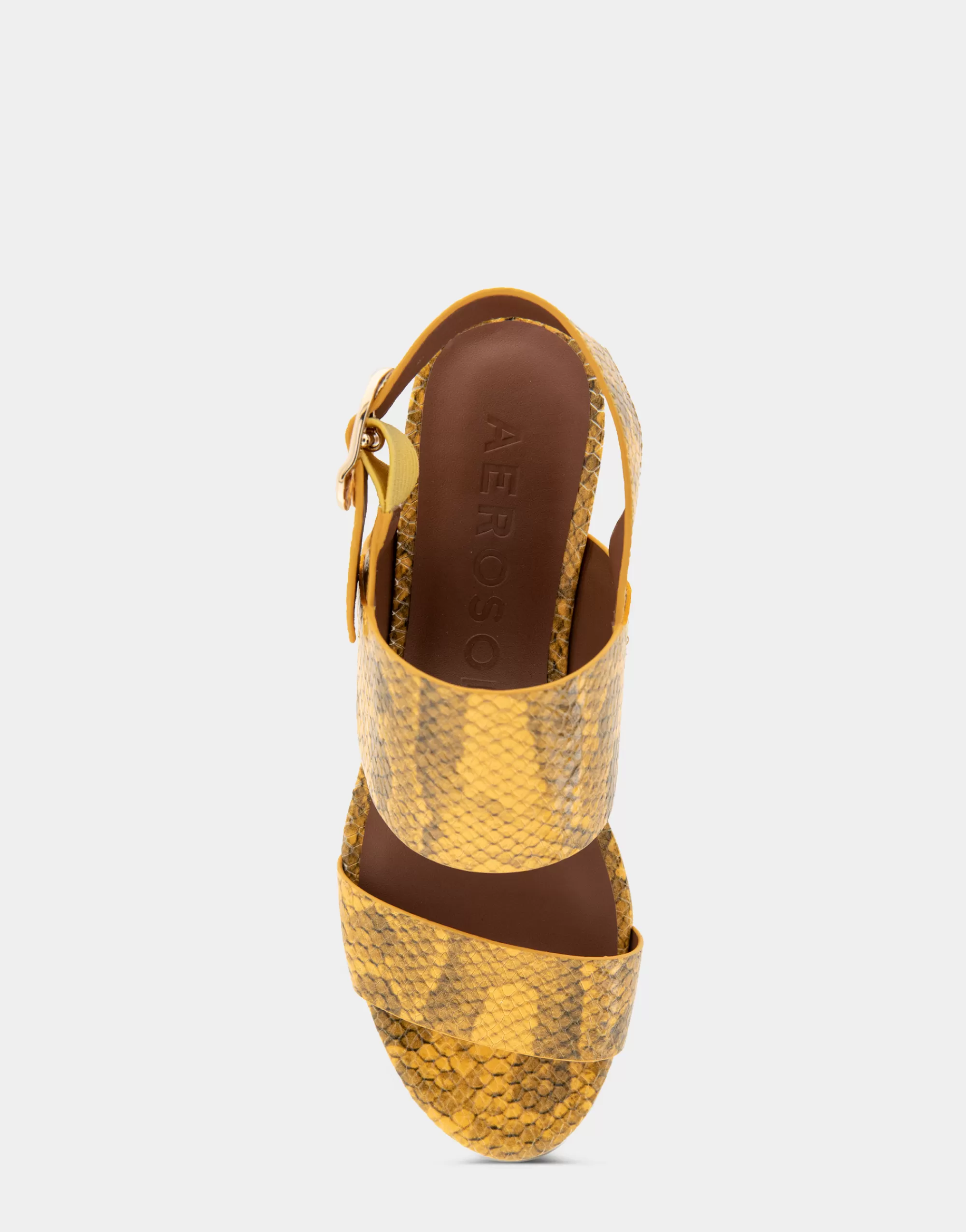Aerosoles Platforms | Platforms*Comfortable Women's Platform Sandal in Marigold Snake Print Leather Leather