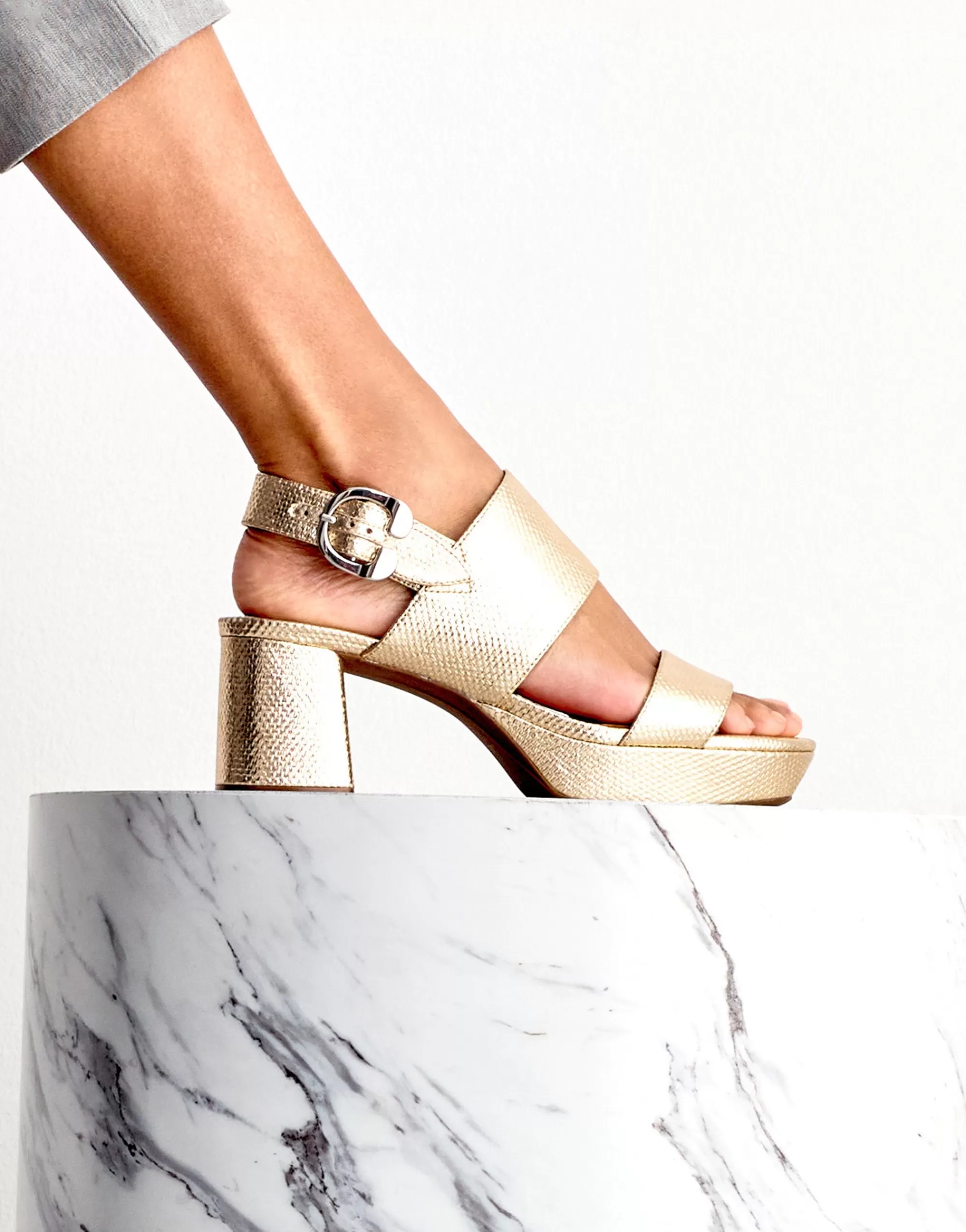 Aerosoles Dress | Platforms*Comfortable Women's Platform Sandal in Soft Gold Canvas Faux Leather Canvas Fabric