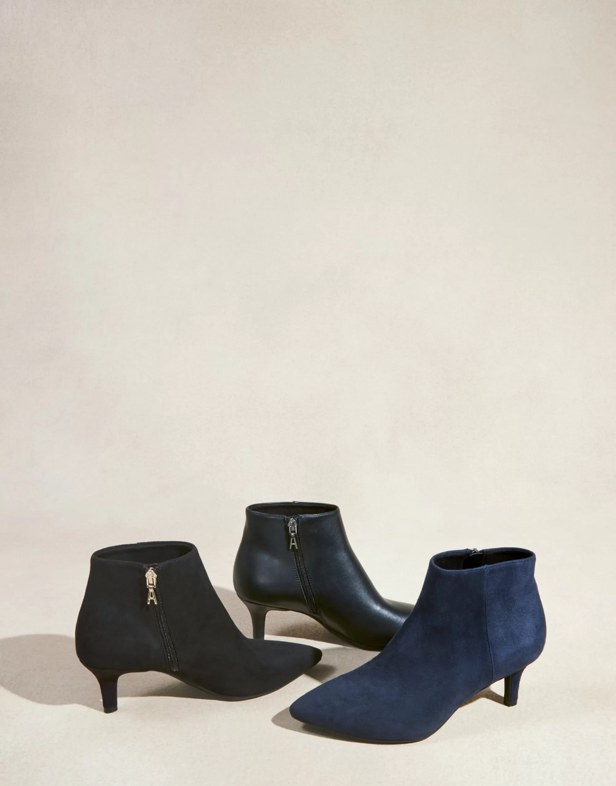 Aerosoles Ankle Boots*Comfortable Women's Point Toe Kitten Heel Bootie in Navy Faux Suede Faux Suede
