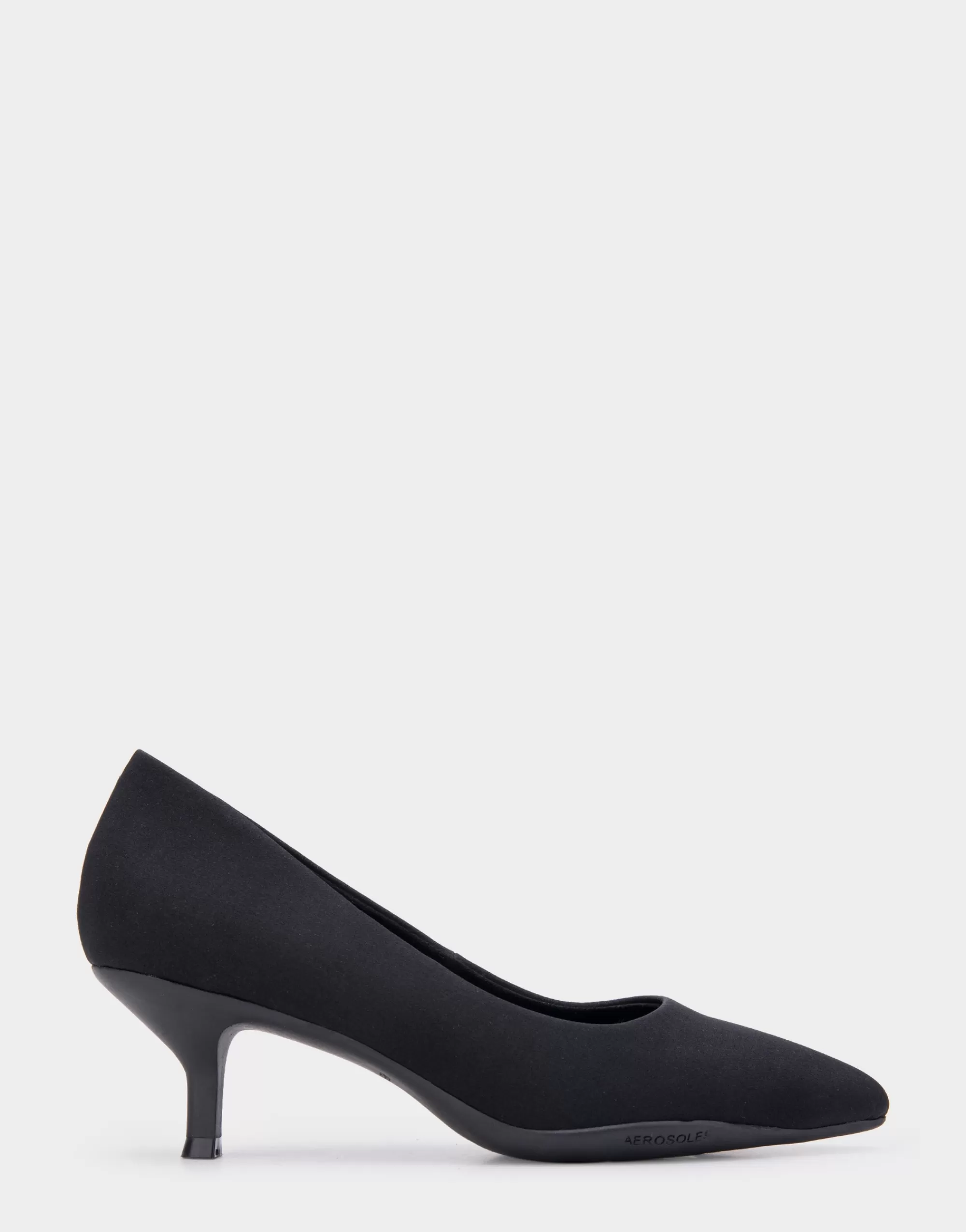 Aerosoles Pumps*Comfortable Women's Point Toe Kitten Heel Pump in Black Stretch Gabardine Fabric