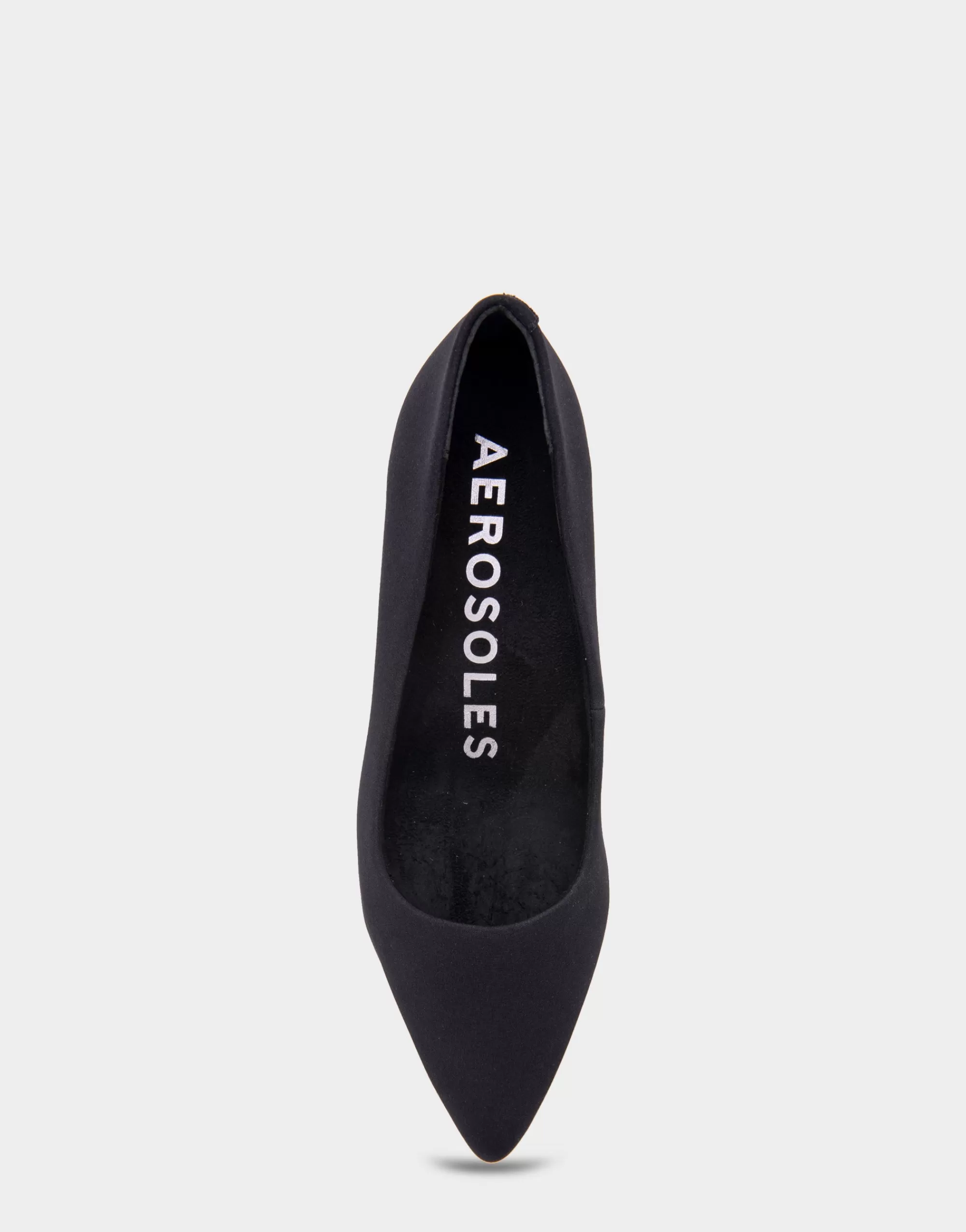 Aerosoles Pumps*Comfortable Women's Point Toe Kitten Heel Pump in Black Stretch Gabardine Fabric