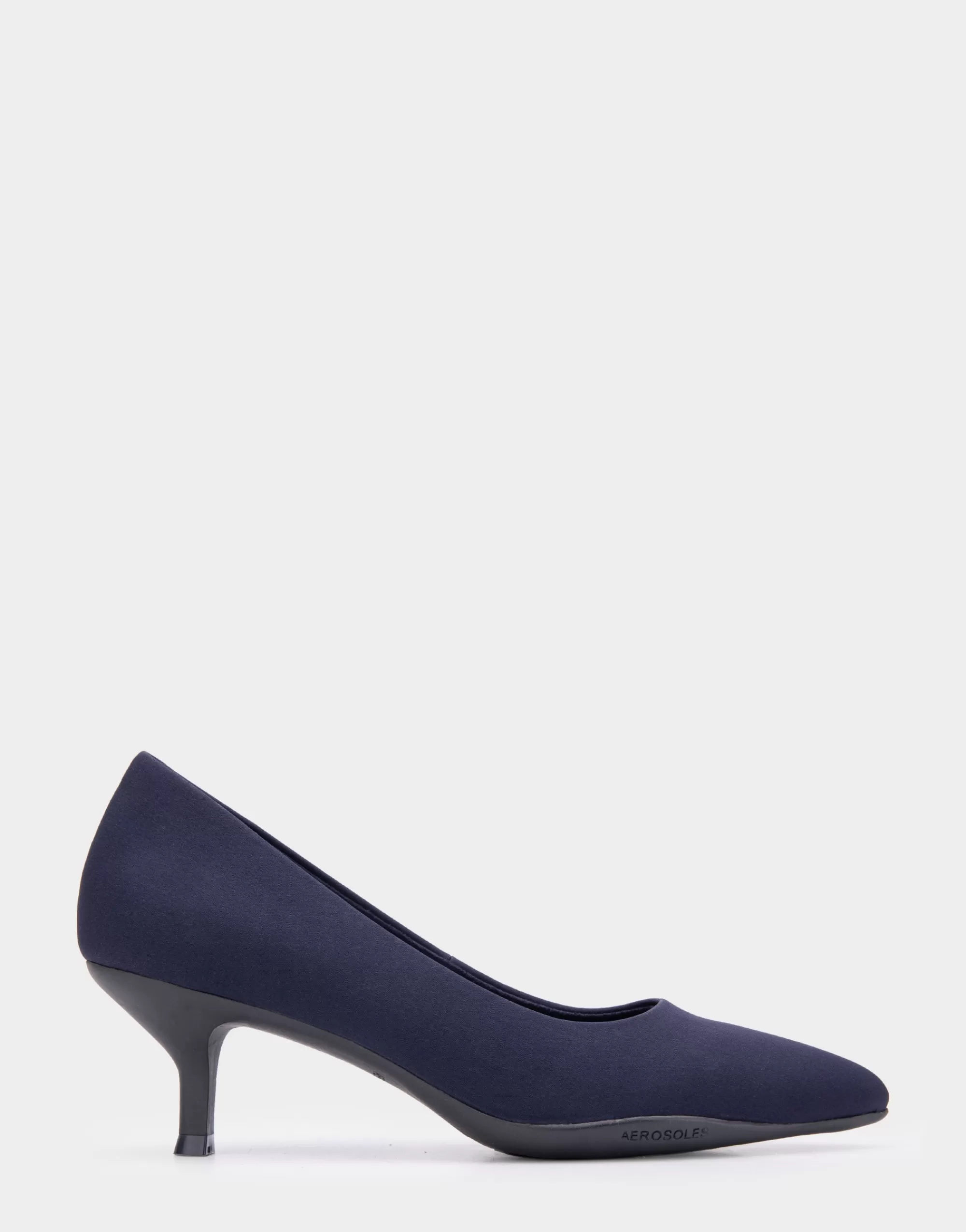 Aerosoles Pumps*Comfortable Women's Point Toe Kitten Heel Pump in Navy Stretch Gabardine Fabric
