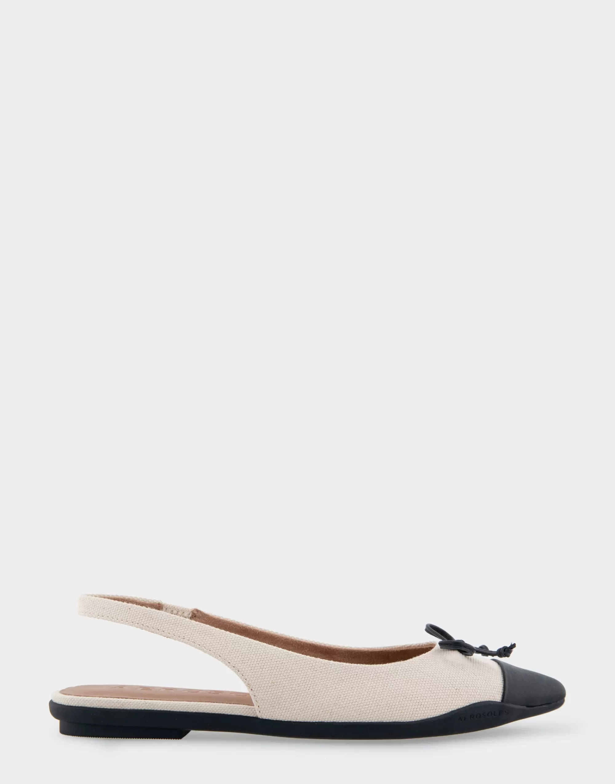Aerosoles Clogs & Mules*Comfortable Women's Point Toe Slingback Flat in Cream Canvas Fabric Canvas Fabric