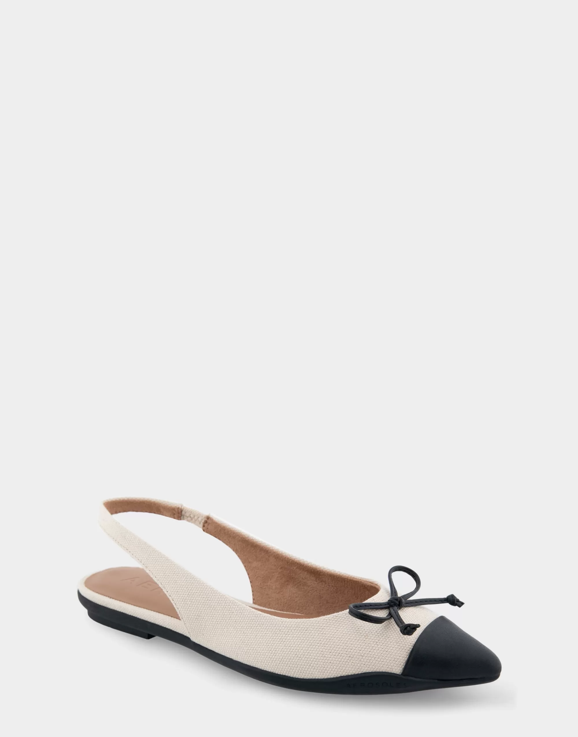 Aerosoles Clogs & Mules*Comfortable Women's Point Toe Slingback Flat in Cream Canvas Fabric Canvas Fabric