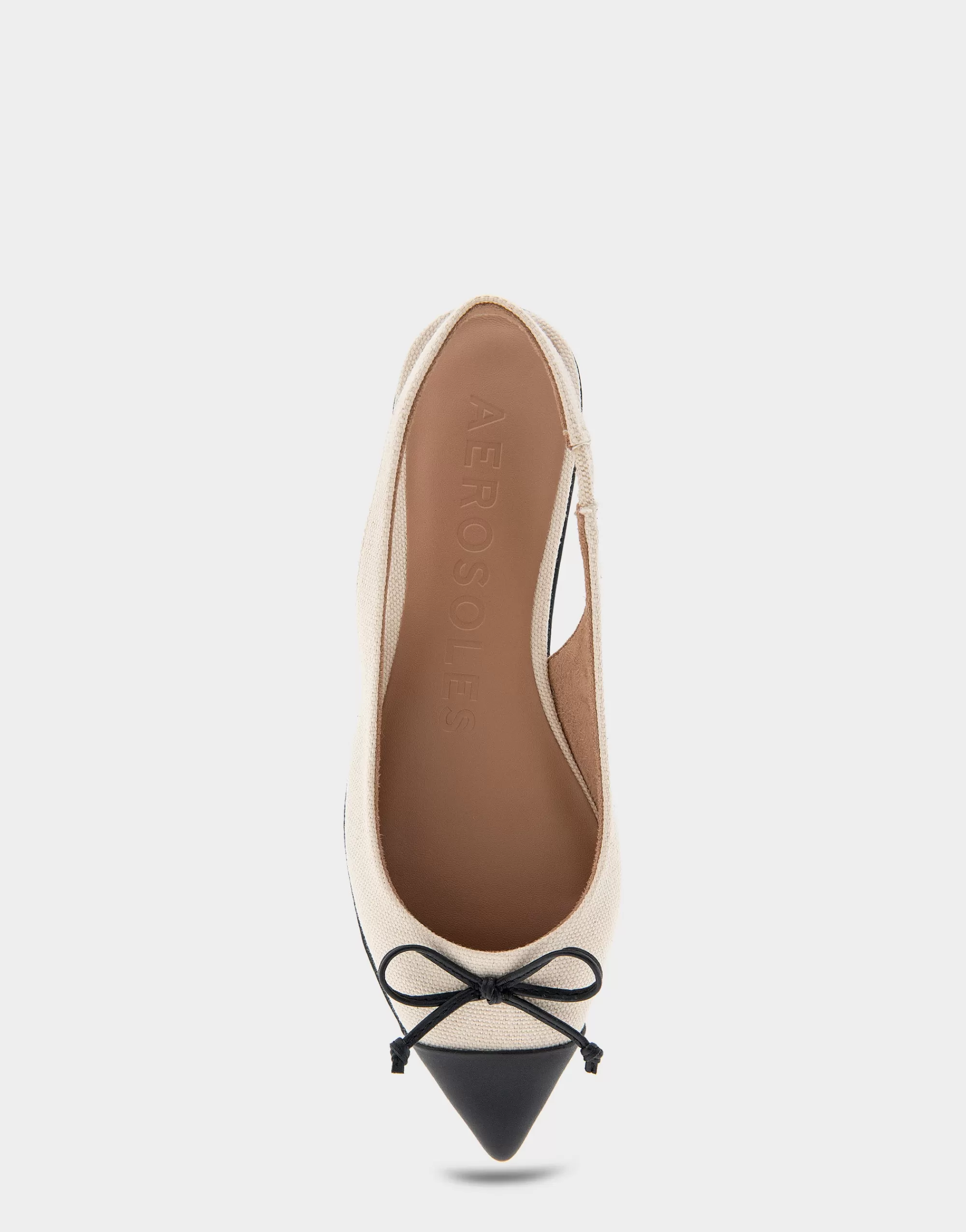 Aerosoles Clogs & Mules*Comfortable Women's Point Toe Slingback Flat in Cream Canvas Fabric Canvas Fabric