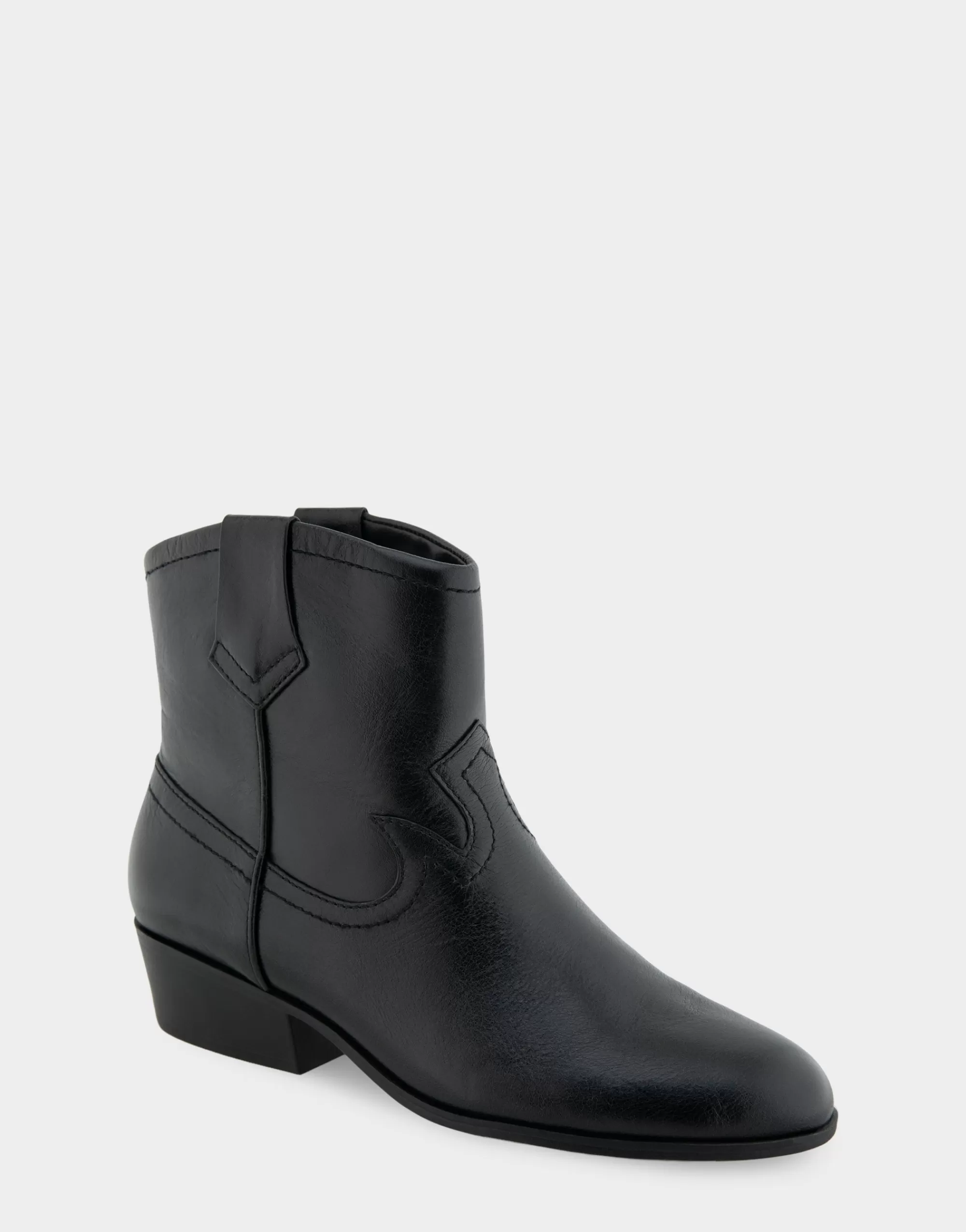 Aerosoles Ankle Boots*Comfortable Women's Pull On Western Bootie in Black Burnished Leather