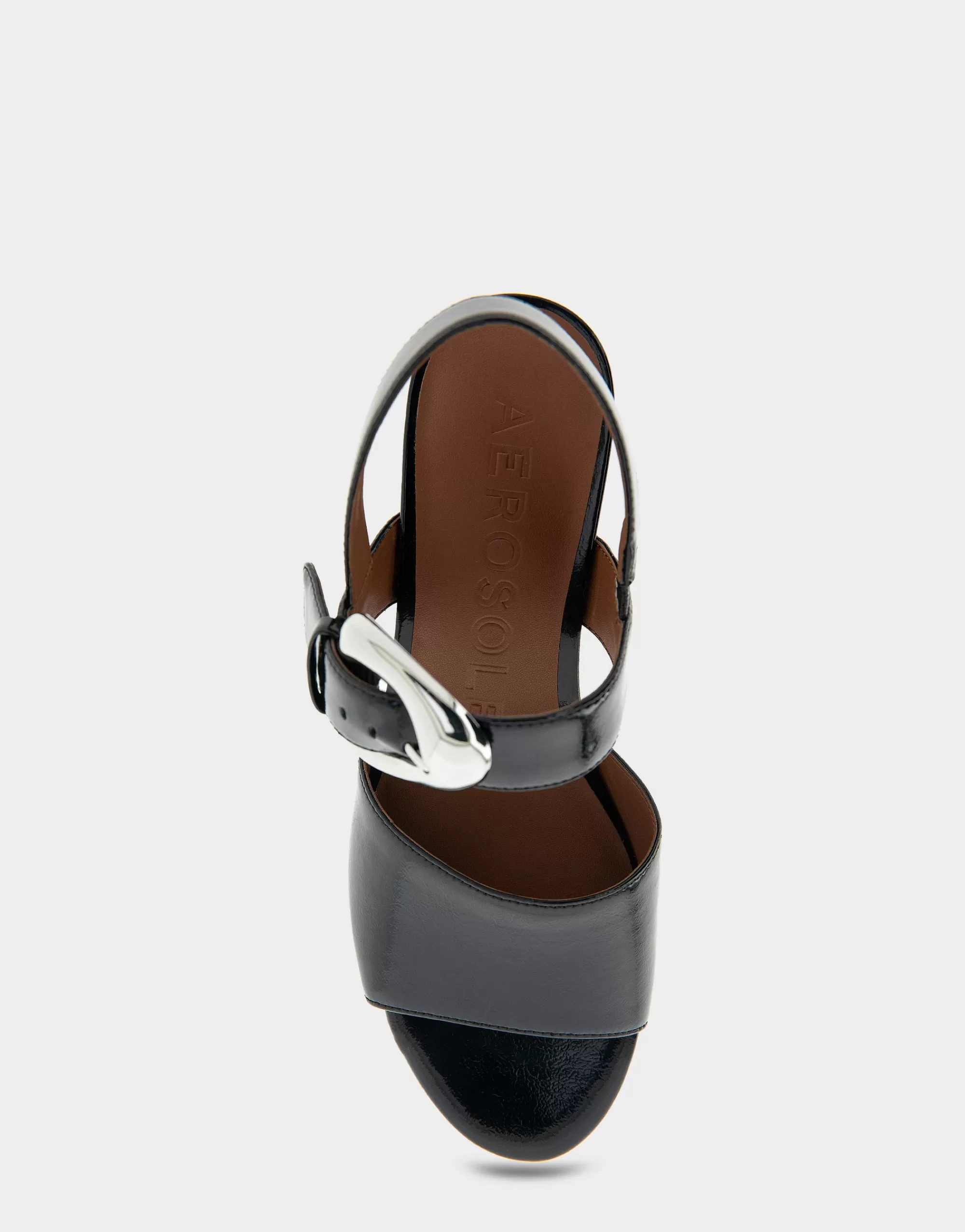 Aerosoles Wide Width Sandals | Platforms*Comfortable Women's Quarter Strap Platform Sandal in Black Patent Faux Leather