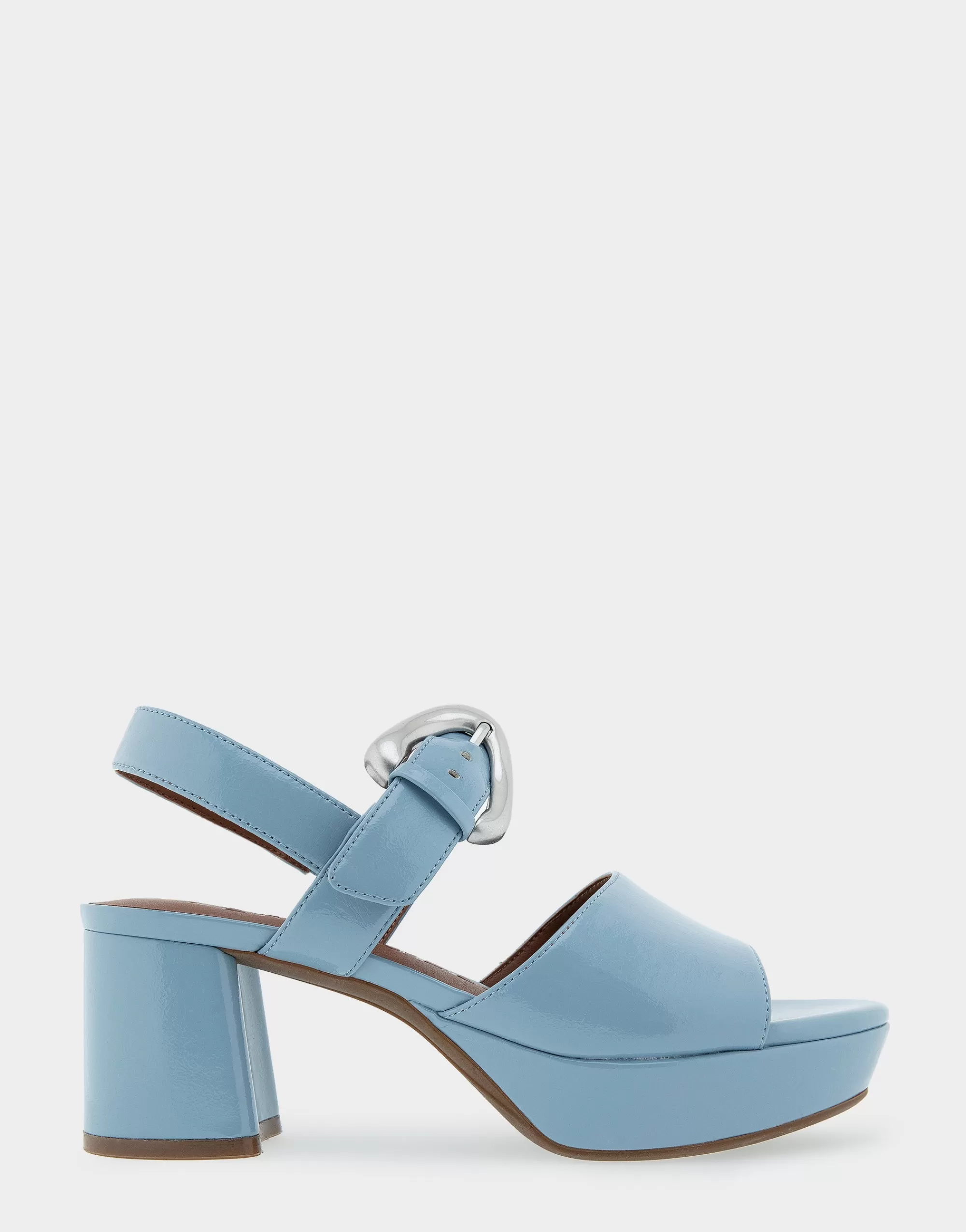 Aerosoles Wide Width Sandals | Platforms*Comfortable Women's Quarter Strap Platform Sandal in Dusty Blue Patent Faux Leather