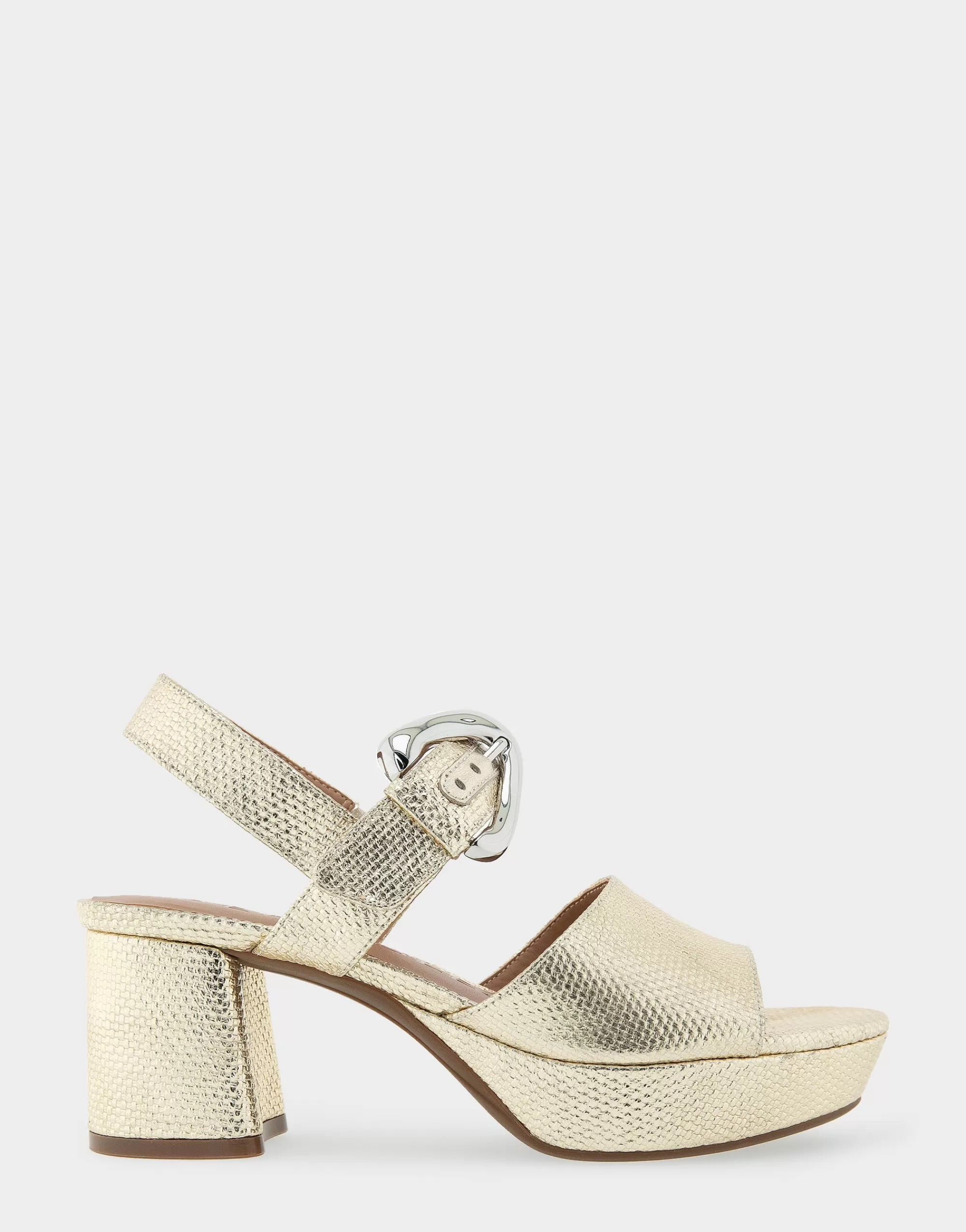 Aerosoles Wide Width Sandals | Platforms*Comfortable Women's Quarter Strap Platform Sandal in Soft Gold Canvas Faux Leather Canvas Fabric