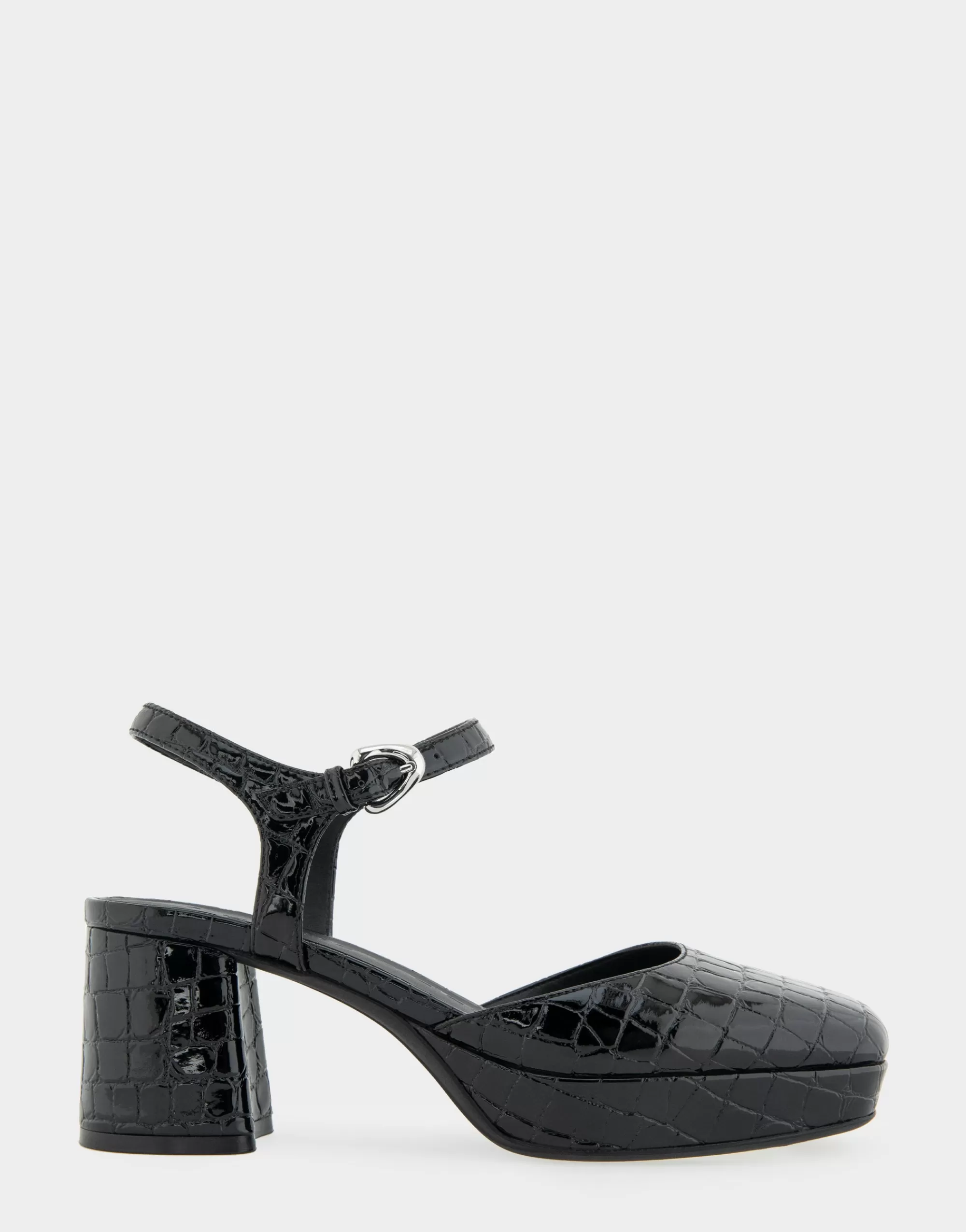 Aerosoles Pumps | Platforms*Comfortable Women's Quarter Strap Two Piece Platform Pump in Black Croco Faux Leather