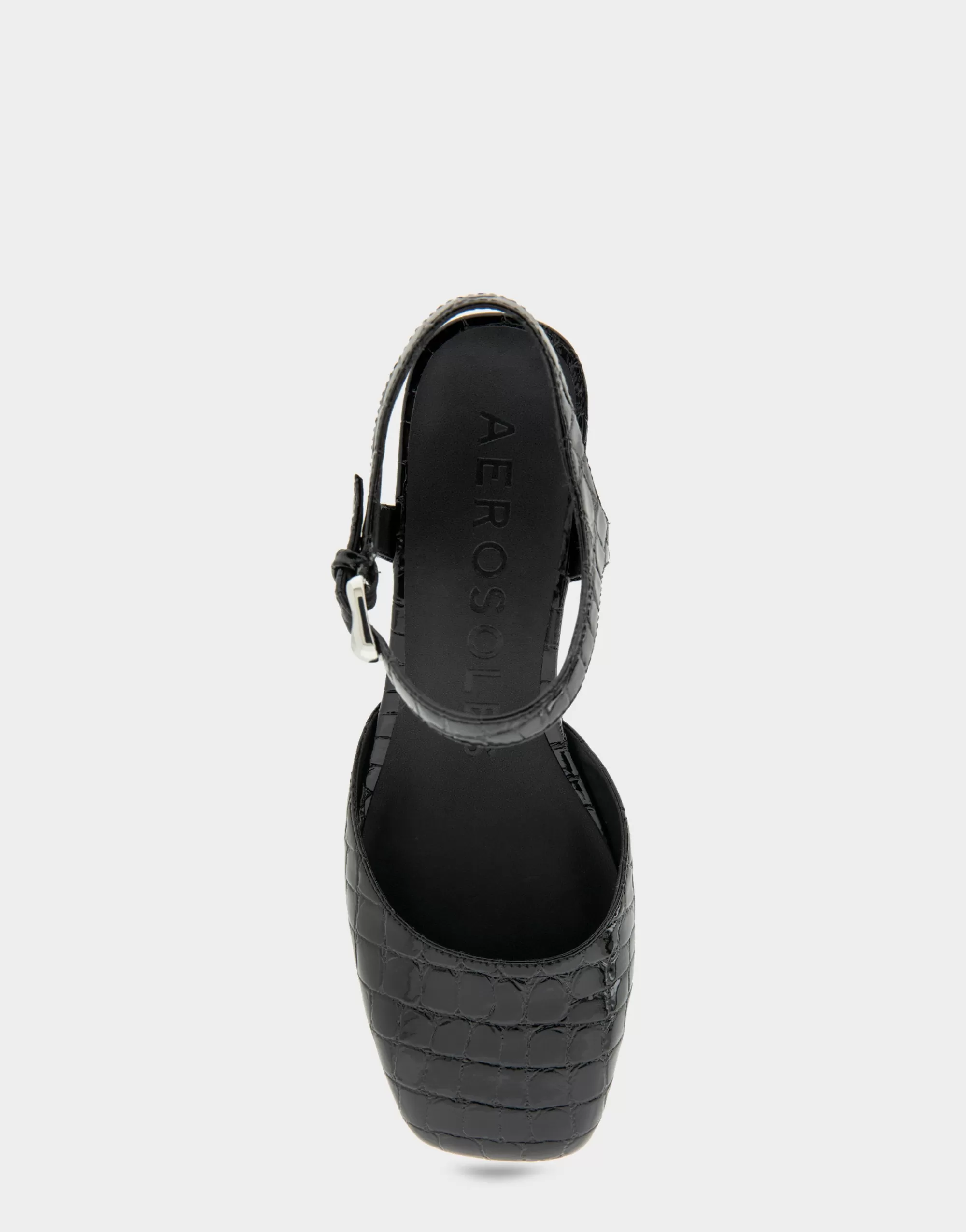 Aerosoles Pumps | Platforms*Comfortable Women's Quarter Strap Two Piece Platform Pump in Black Croco Faux Leather