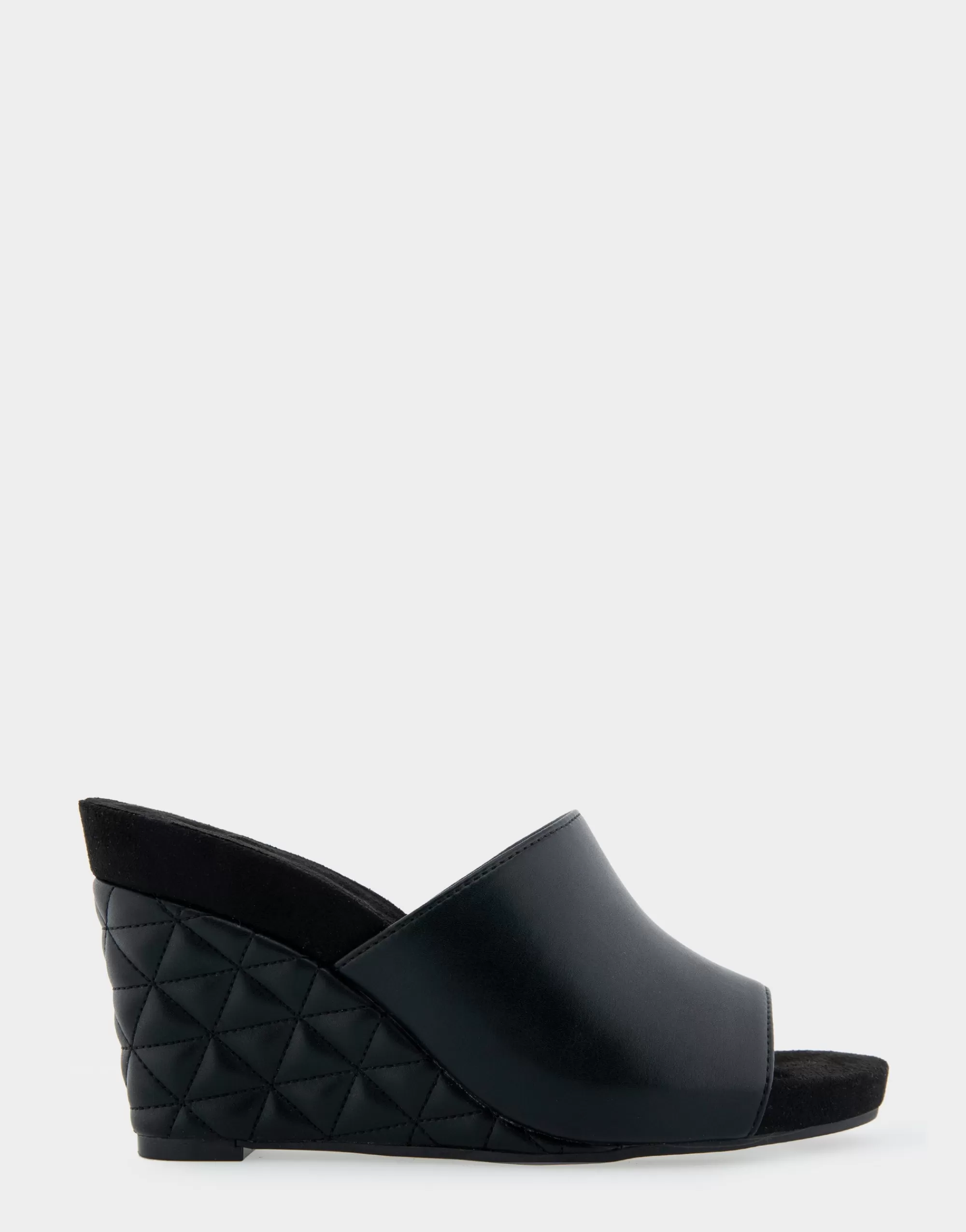 Aerosoles Wide Width Sandals | Dress*Comfortable Women's Quilted Heel Footbed Wedge Slide in Black Faux Leather