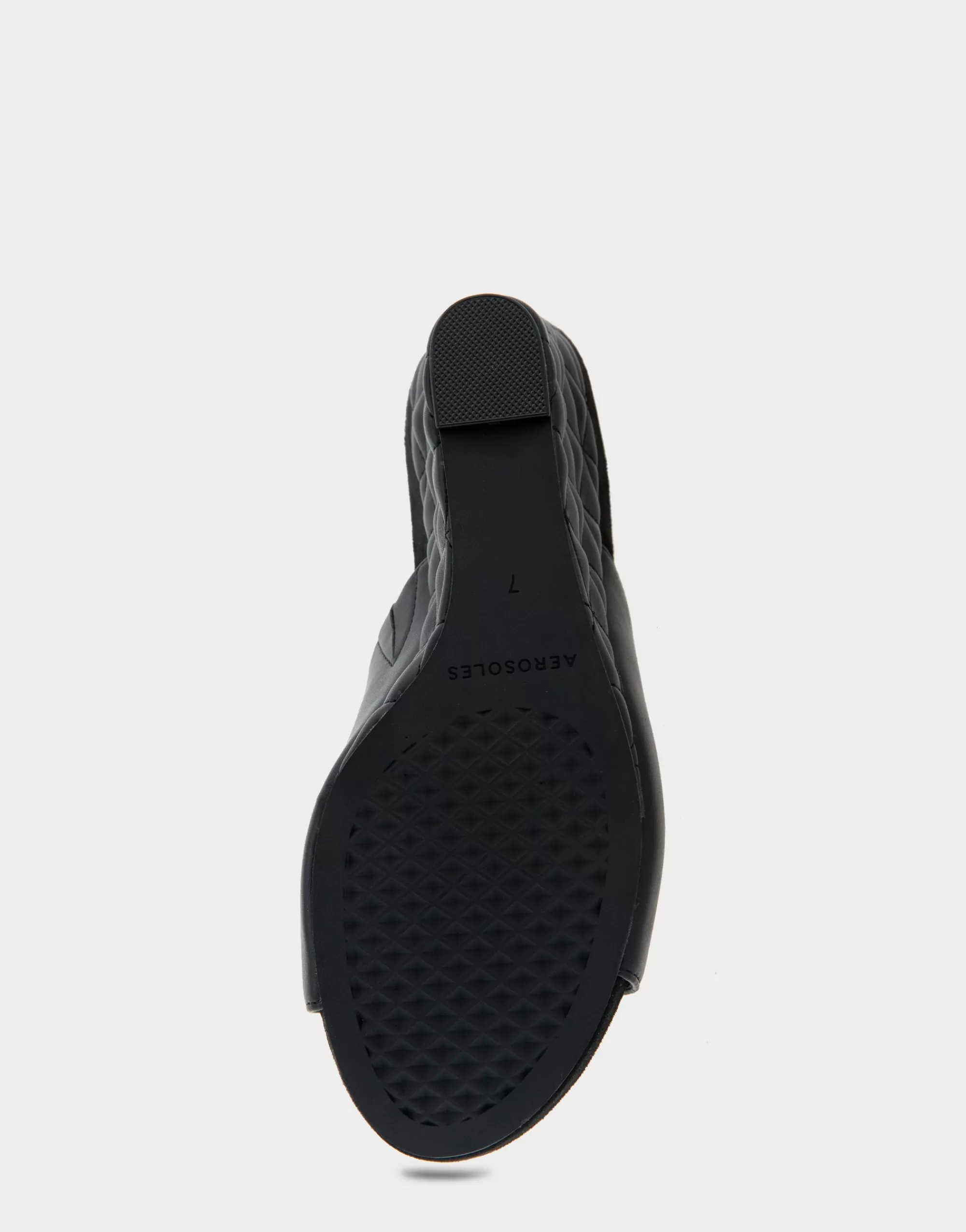 Aerosoles Wide Width Sandals | Dress*Comfortable Women's Quilted Heel Footbed Wedge Slide in Black Faux Leather