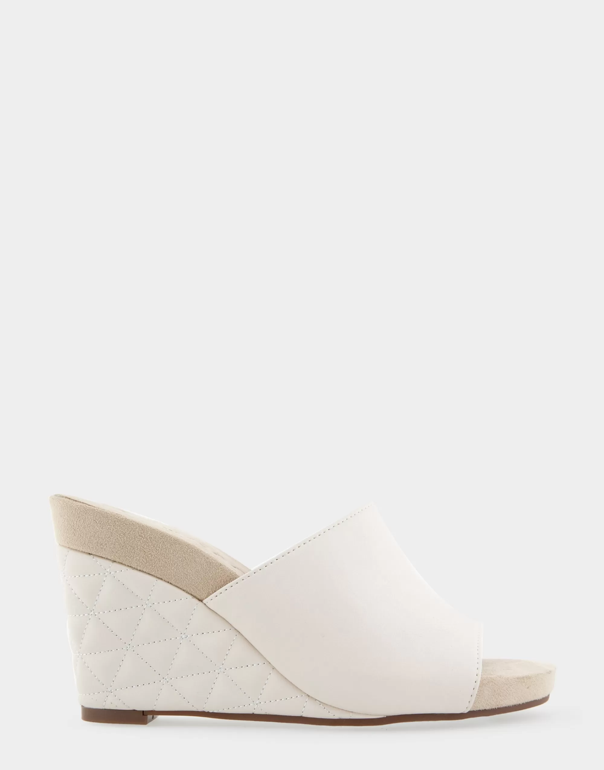 Aerosoles Wide Width Sandals | Dress*Comfortable Women's Quilted Heel Footbed Wedge Slide in Eggnog Faux Leather