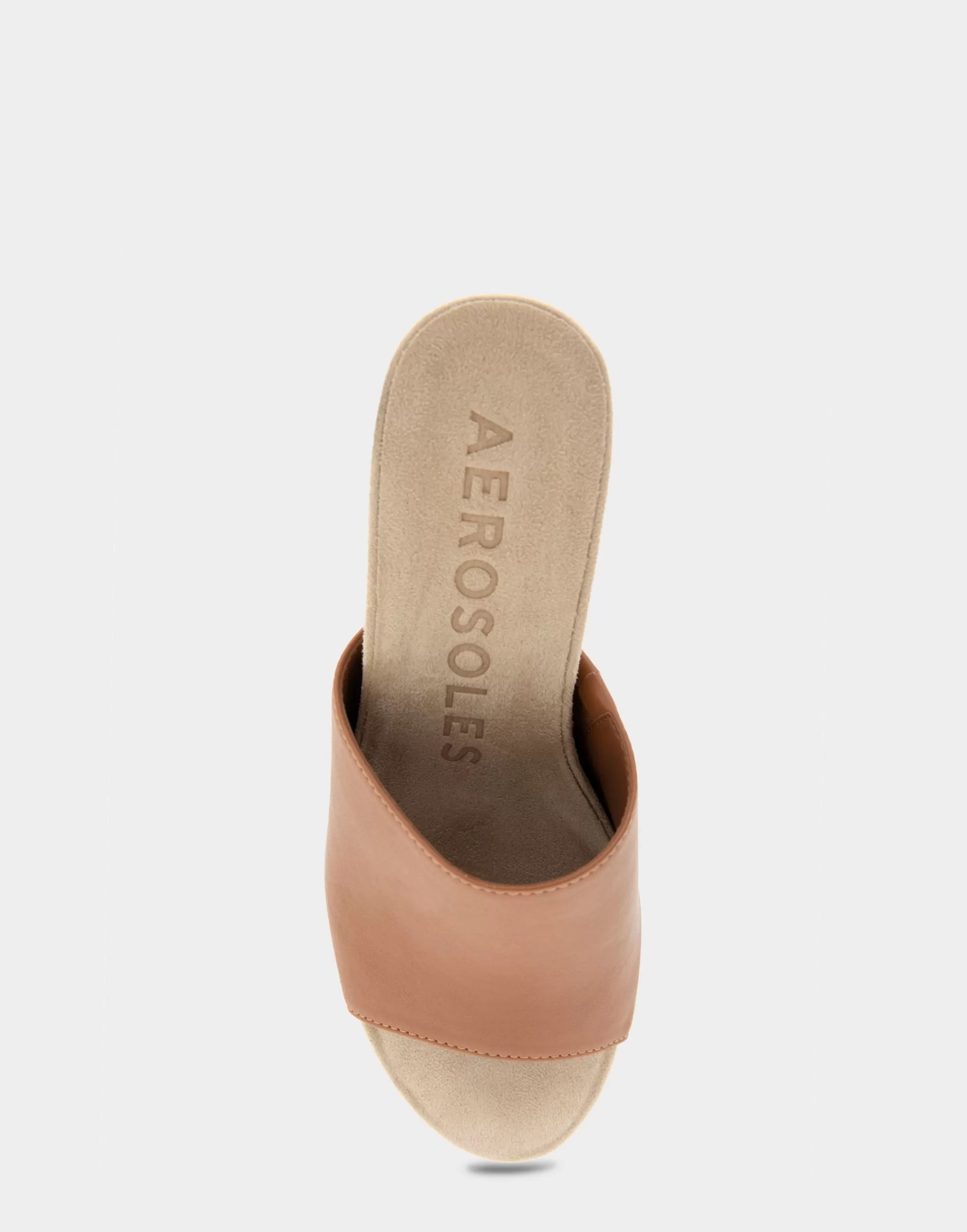 Aerosoles Wide Width Sandals | Dress*Comfortable Women's Quilted Heel Footbed Wedge Slide in Tan Faux Leather