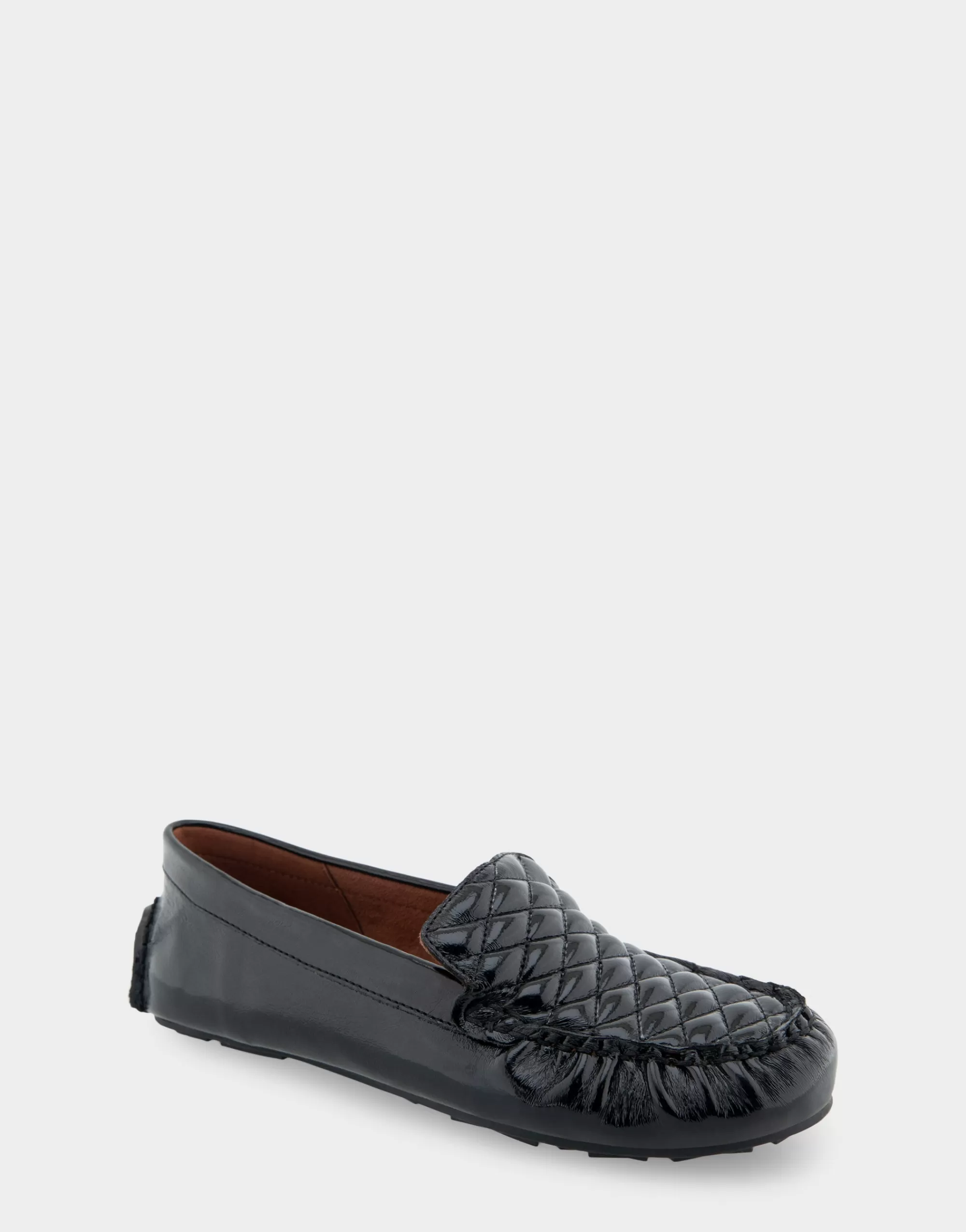 Aerosoles Loafers*Comfortable Women's Quilted Plug Driver Moc in Black Patent Faux Leather Patent Faux Leather