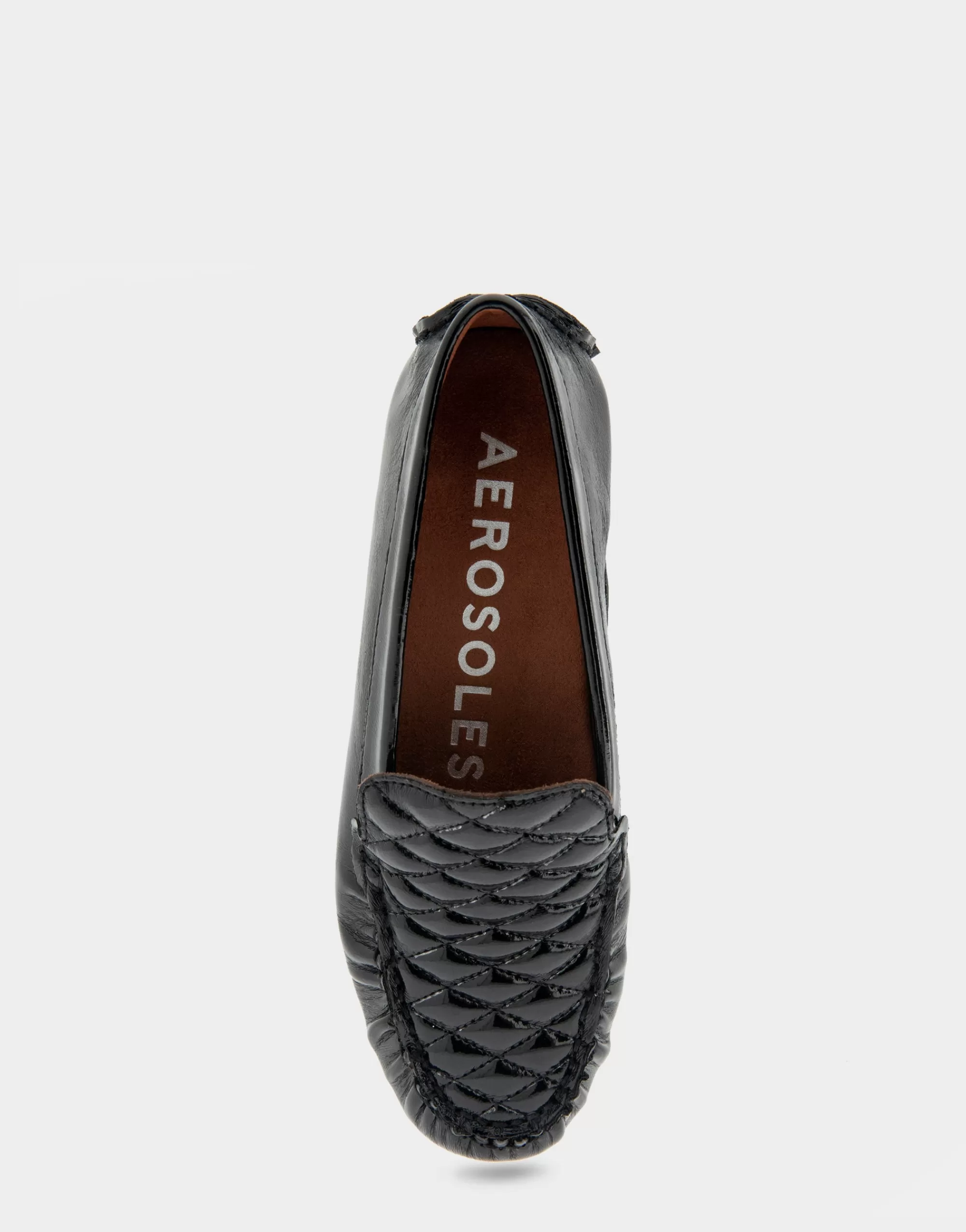 Aerosoles Loafers*Comfortable Women's Quilted Plug Driver Moc in Black Patent Faux Leather Patent Faux Leather